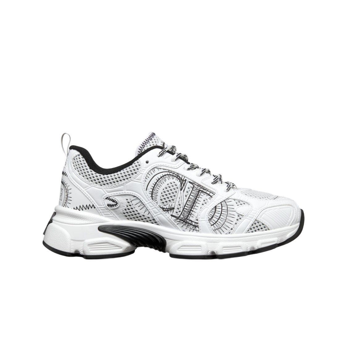 (W) 디올 크로노 스니커즈 메쉬 라미네이티드 레더 화이트 블랙((W) Dior Chrono Sneakers Mesh Laminated Leather White Black)