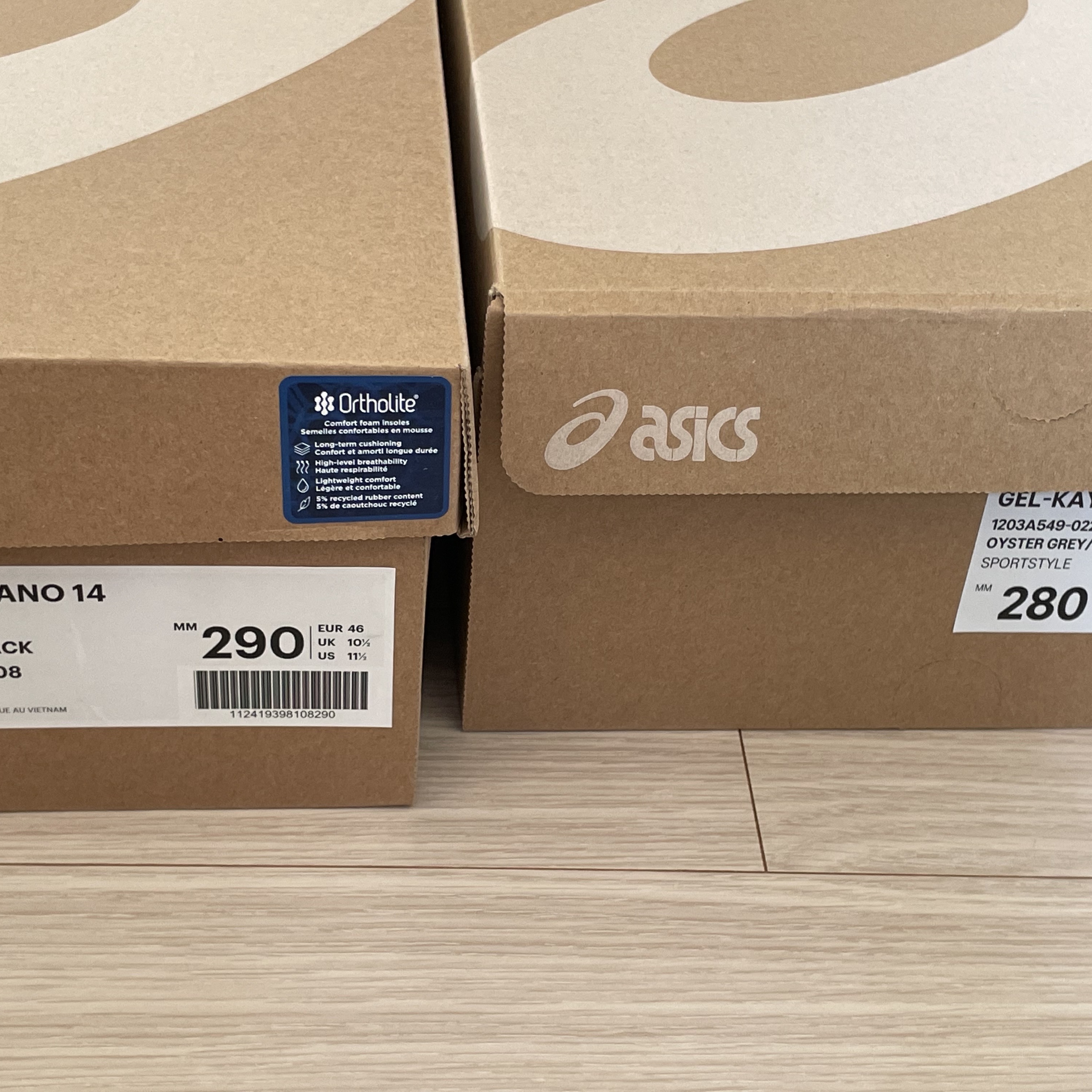 Asics Gel-Kayano 14 Cream Black, Asics Unlimited Gel-Kayano 14 Oyster Grey Clay Grey 착용 스타일 - 1