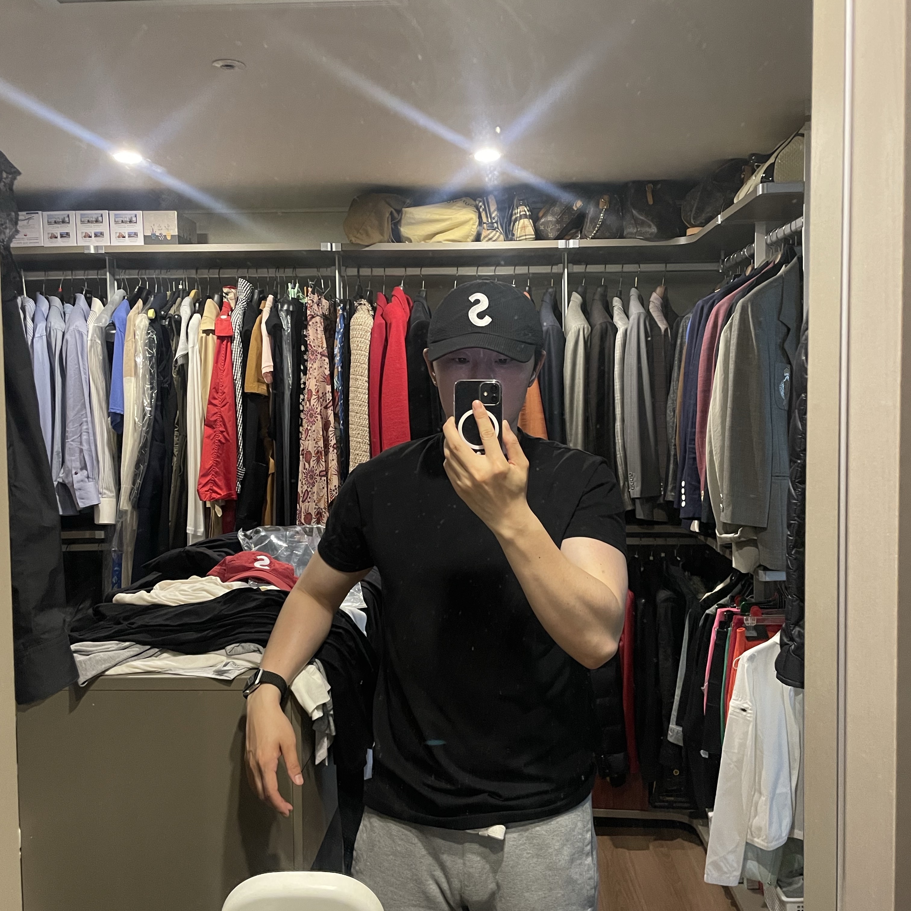 Supreme Seersucker S Logo 6-Panel Black - 24SS 착용 스타일