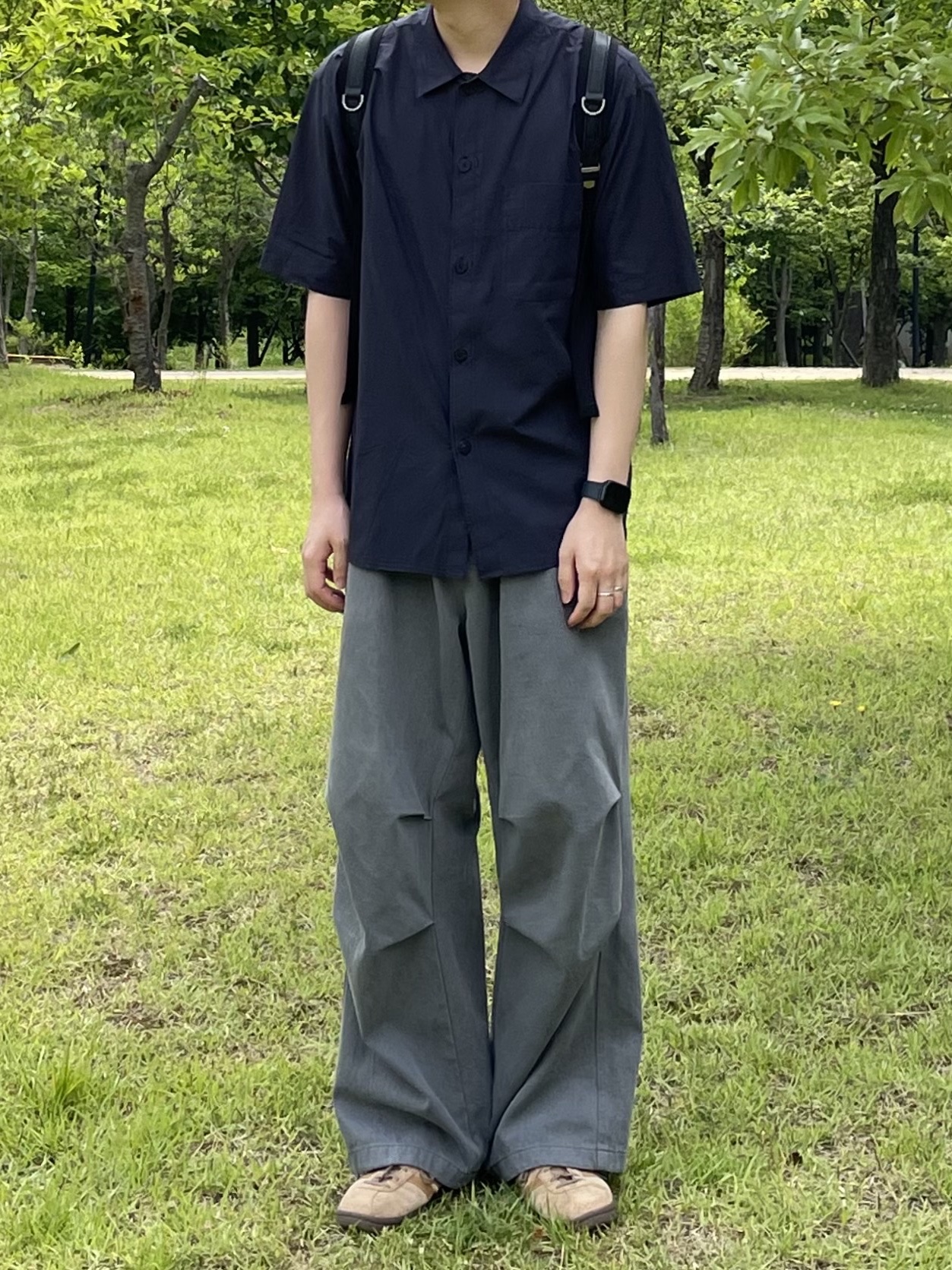 Adidas Tobacco Pantone Mesa, Polyteru Human Index Human Regular 1/2 T-Shirt Dyed Blue 착용 스타일 - 1