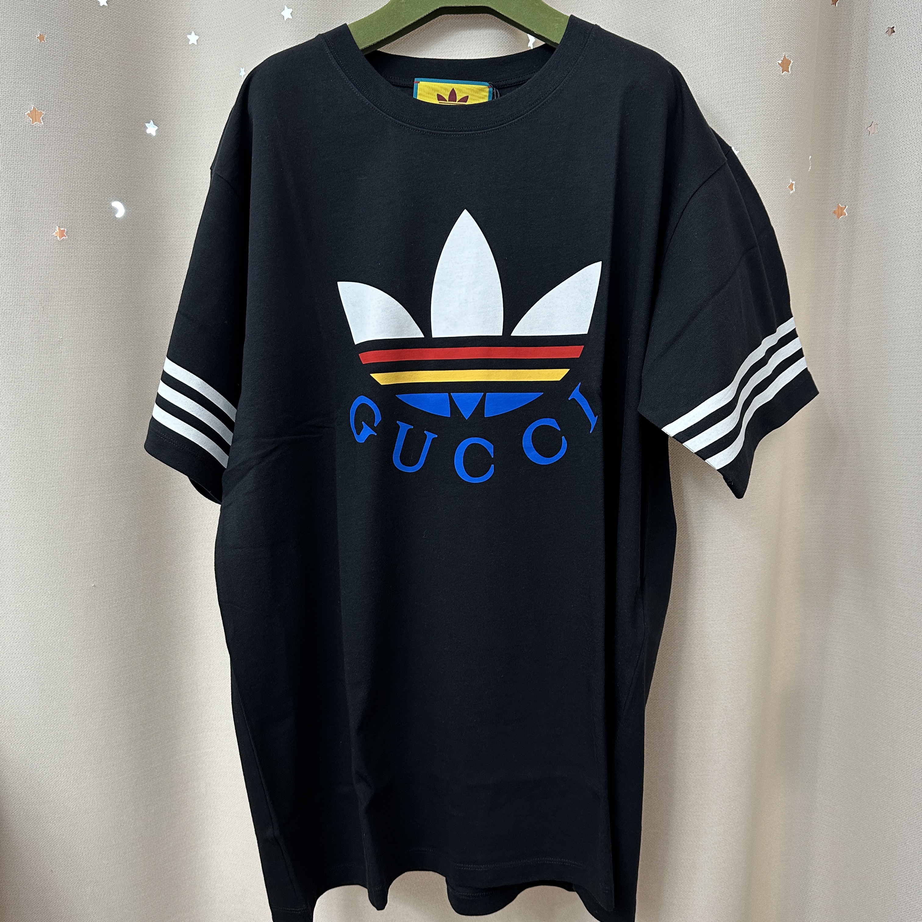Gucci x Adidas Cotton T-Shirt Black 착용 스타일 - 1