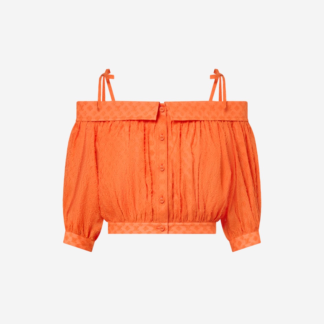 (W) Louis Vuitton Monogram Fil Coupe Off The Shoulder Blouse Orange 상세 이미지 1