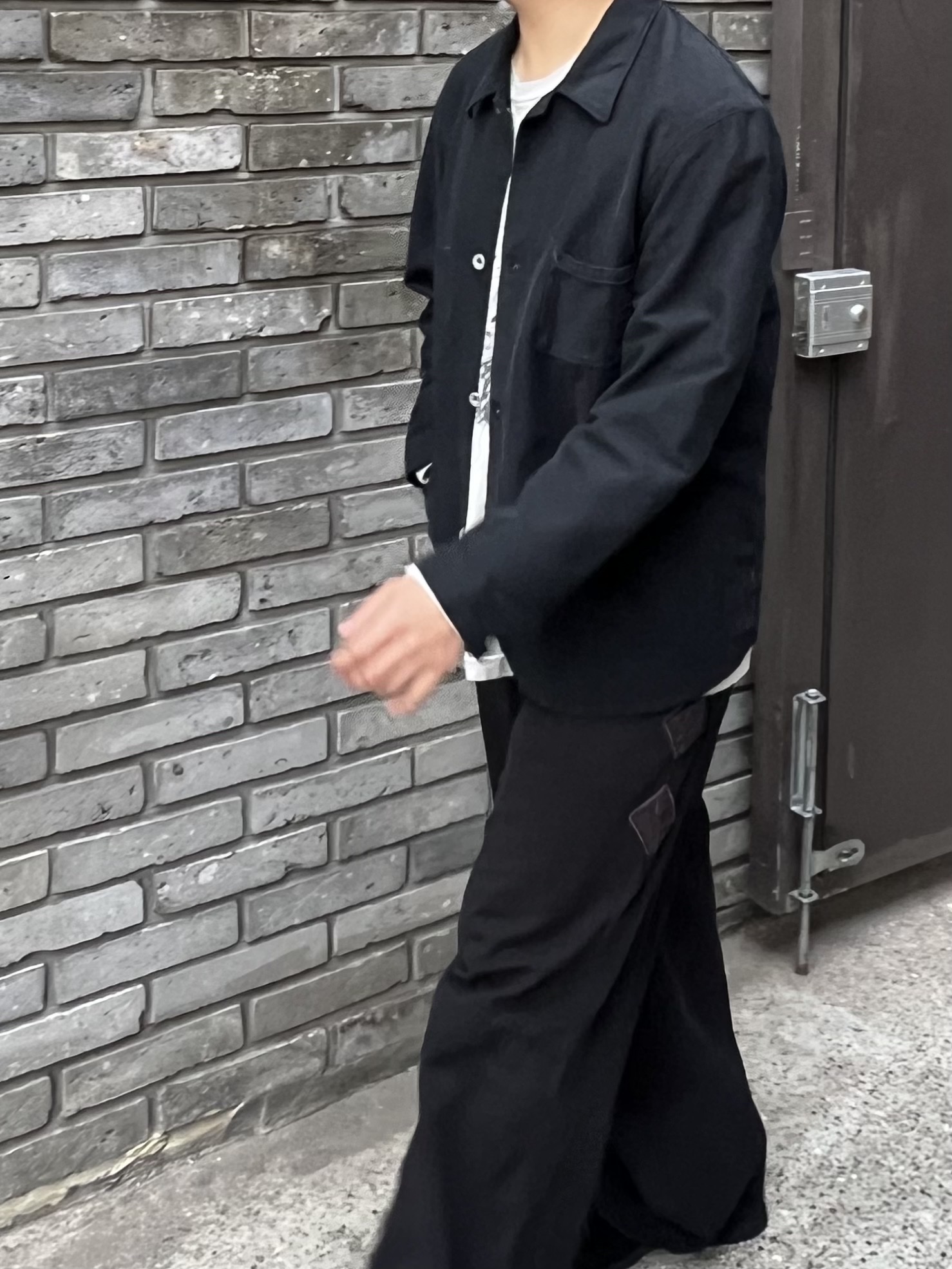Polyteru Chore Jacket (Coverall Jacket) 23 ver. Black, Polyteru x HANK Long Sleeve Blue Dog Vintage Gray - 24SS 착용 스타일 - 1