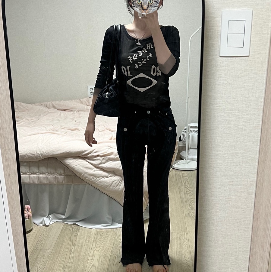 Mischief Rhombus Basic T-Shirt Black 착용 스타일 - 1