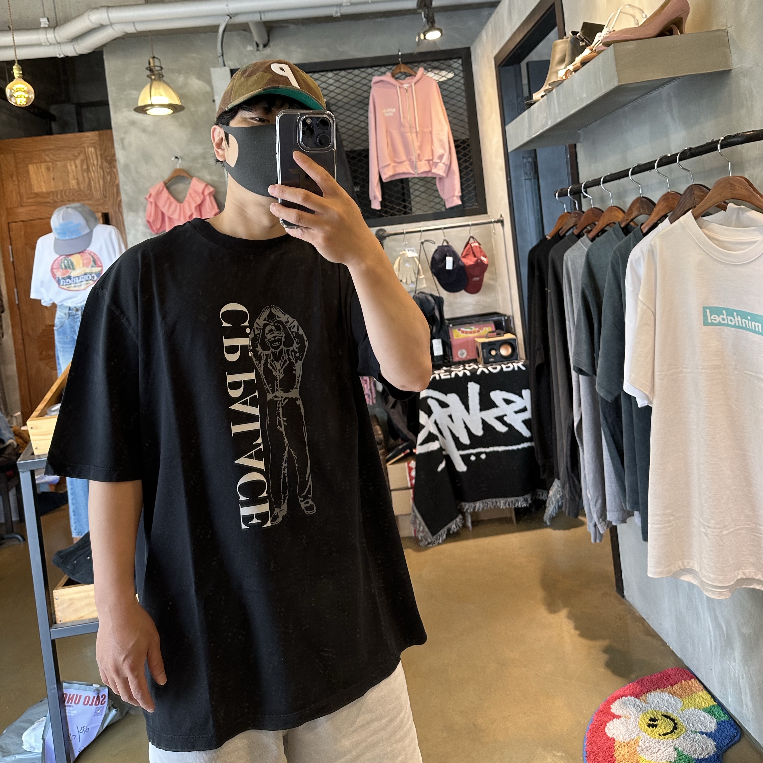 Palace x C.P. Company T-Shirt Black - 23FW 착용 스타일