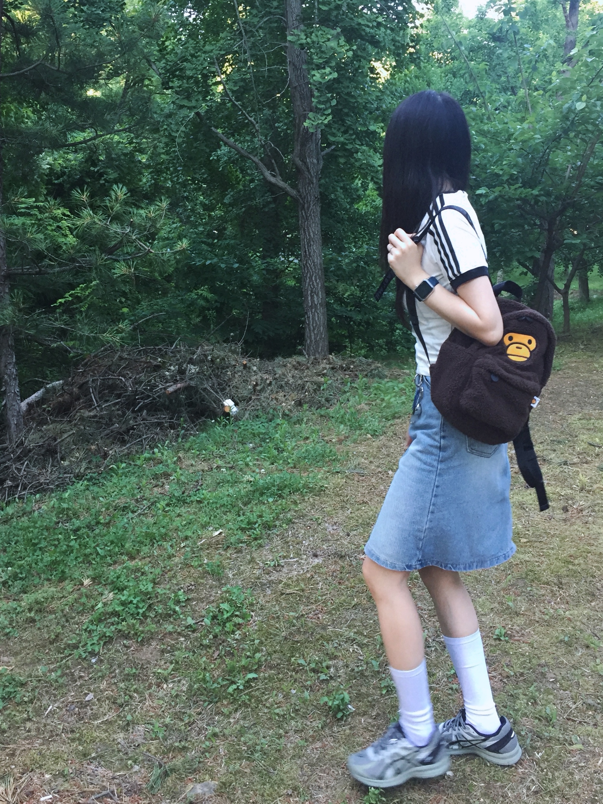 (W) Adidas 3-Stripes Slim Raglan T-Shirt White Melange - KR Sizing, BAPE Baby Milo Mini Fur Backpack Brown 착용 스타일 - 1