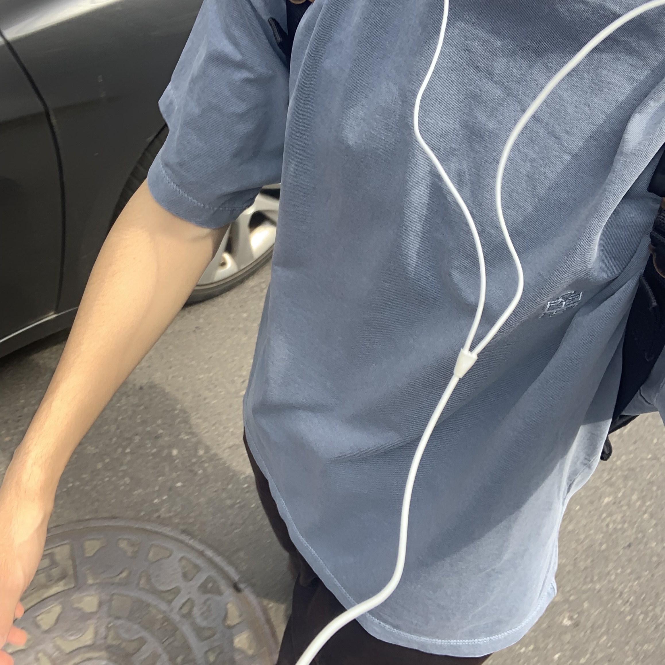 Polyteru Human Index Human Regular 1/2 T-Shirt Dyed Blue, Polyteru 1011 Fatigue Sweatpants 1.2v Bleached Black 착용 스타일 - 1