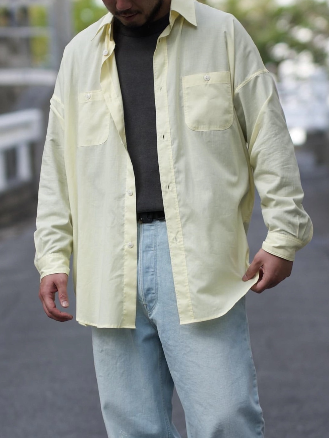 Markaware Tent Long Shirt Yellow 착용 스타일 - 1