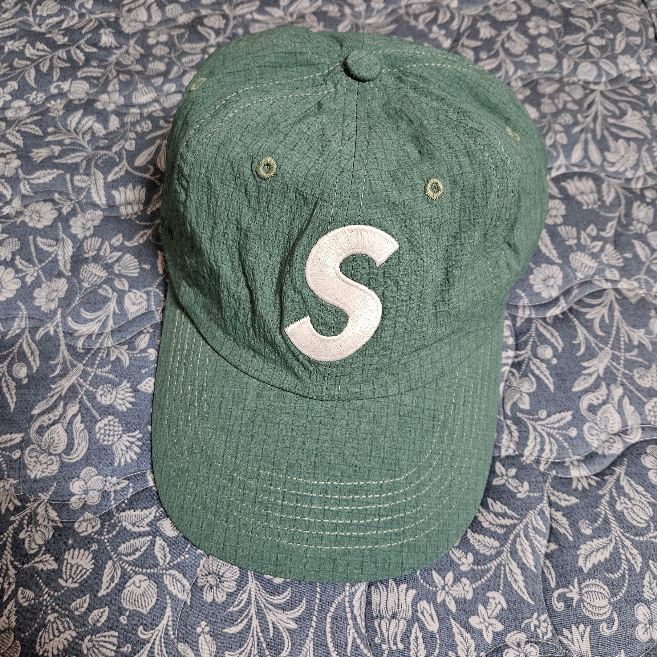 Supreme Cordura Ripstop S Logo 6-Panel Green - 23SS 착용 스타일