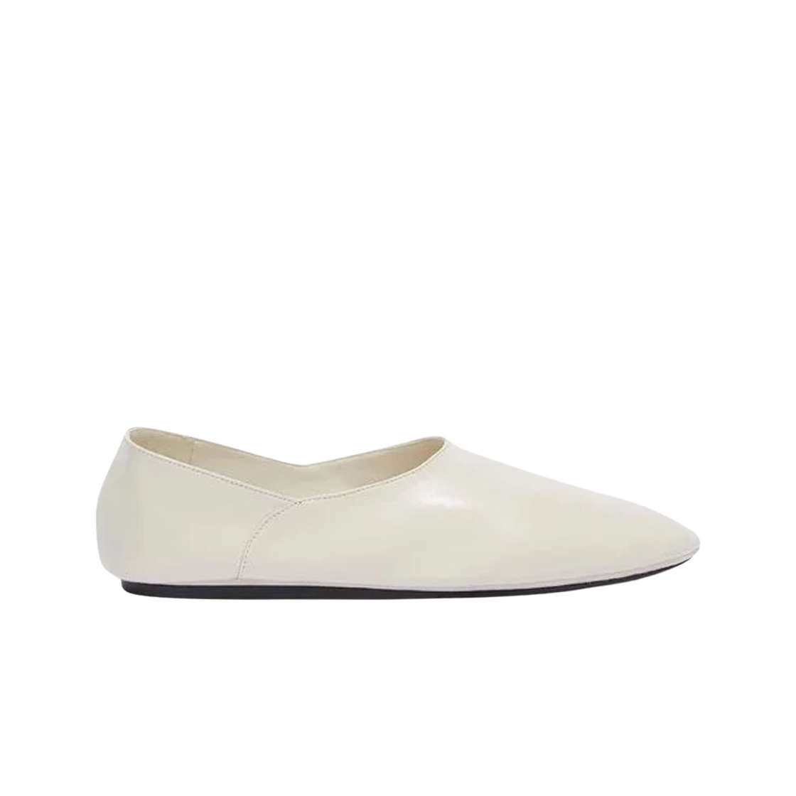 J44WZ0004-P5810-106 (W) Jil Sander Leather Flat Slippers Eggshell