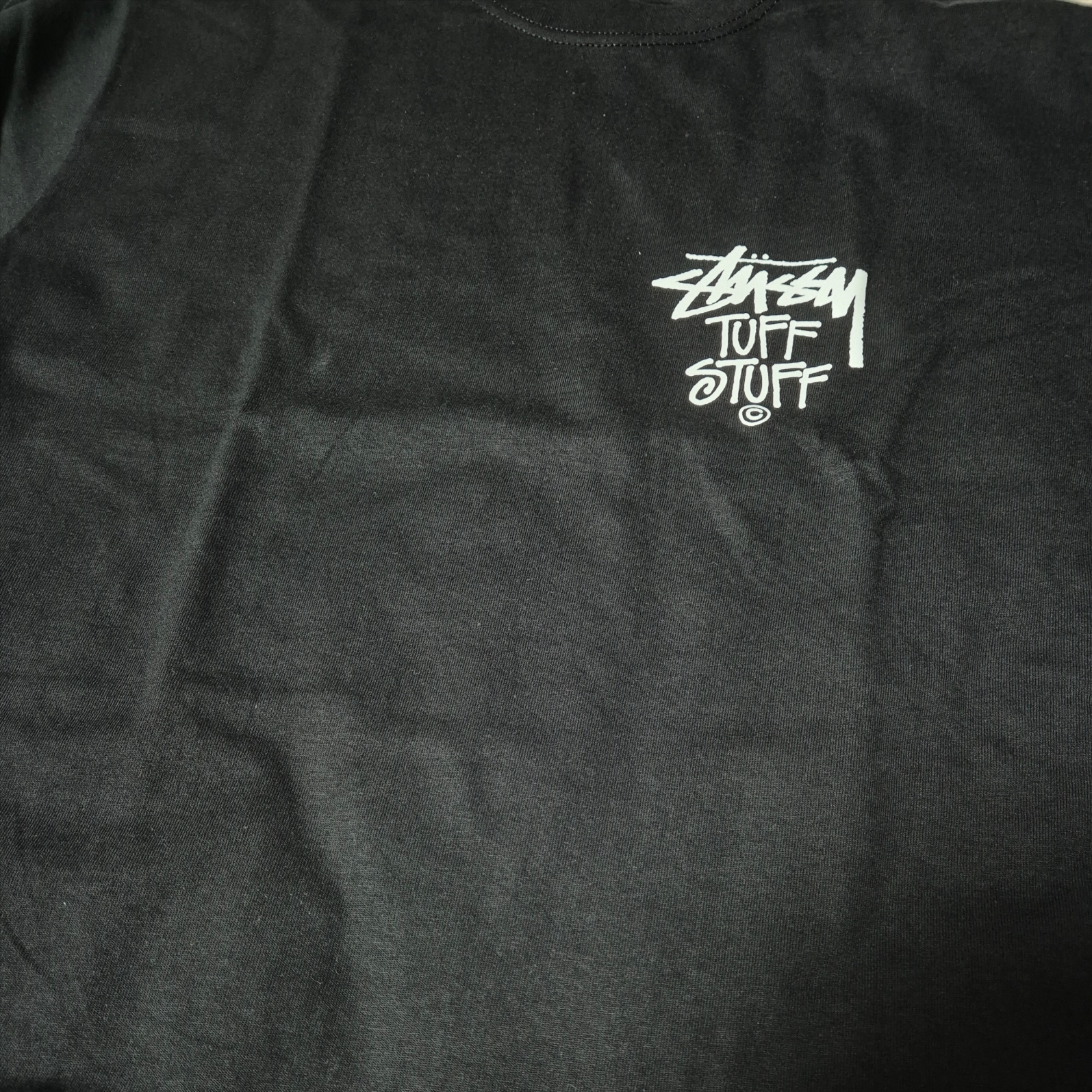 Stussy Tuff Stuff T-Shirt Black, Polyteru Human Index Human Regular 1/2 T-Shirt Dyed Blue 착용 스타일 - 1