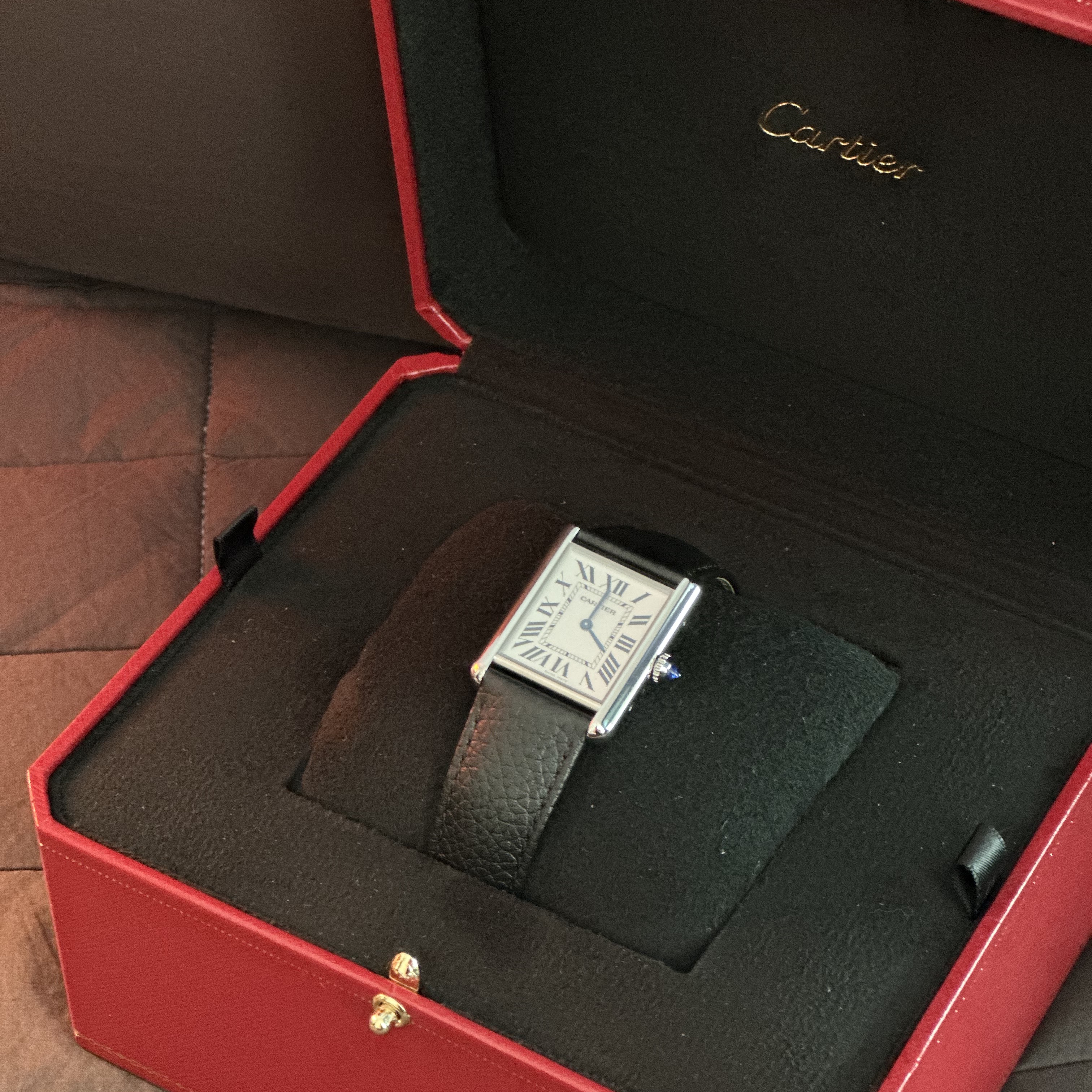 Cartier Tank Must Watch Large Quartz Steel Bracelet Steel, Cartier Tank Must Watch Large Quartz Steel Calfskin Black 착용 스타일 - 3