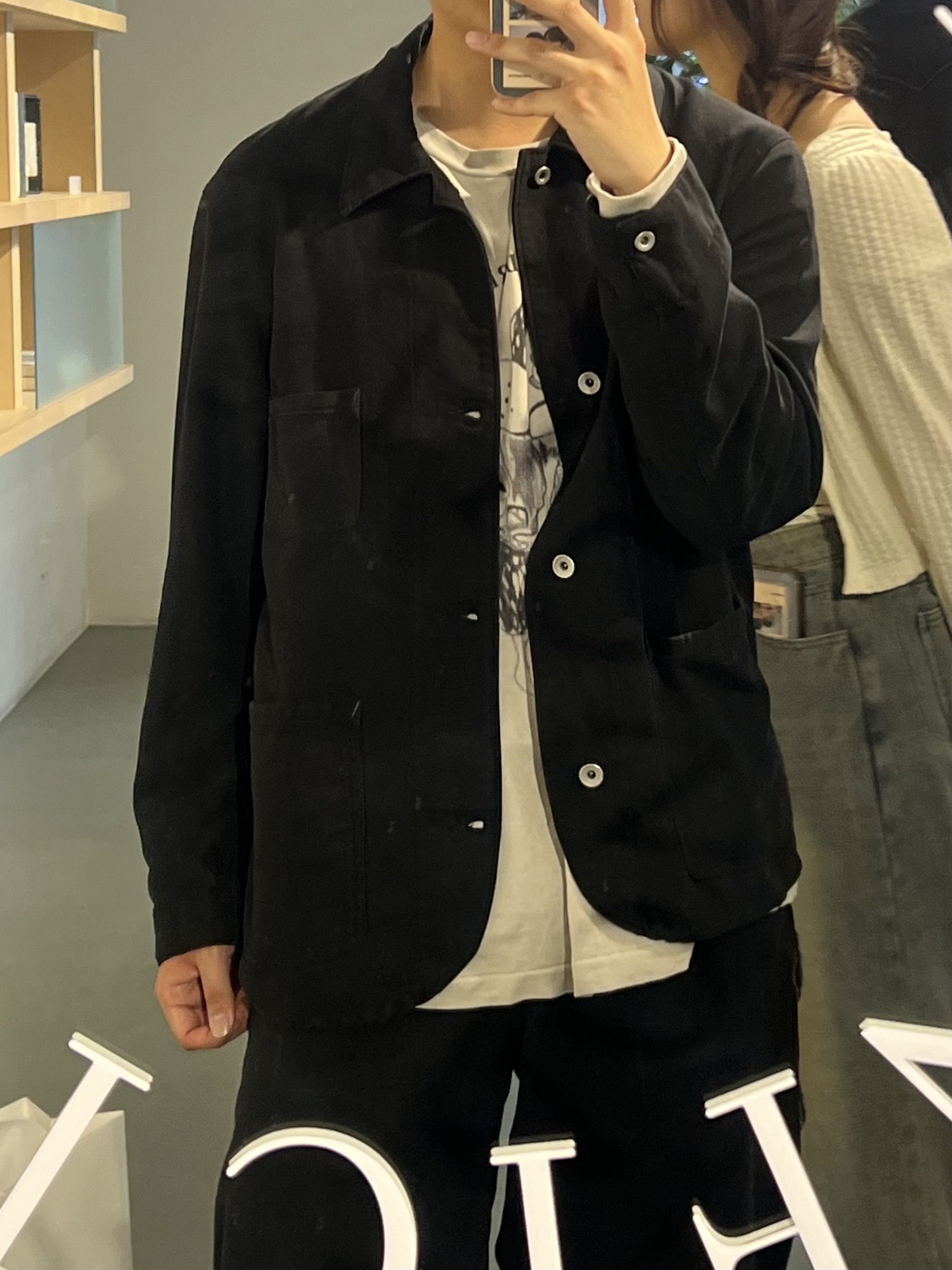 Polyteru Chore Jacket (Coverall Jacket) 23 ver. Black, Polyteru x HANK Long Sleeve Blue Dog Vintage Gray - 24SS 착용 스타일 - 3