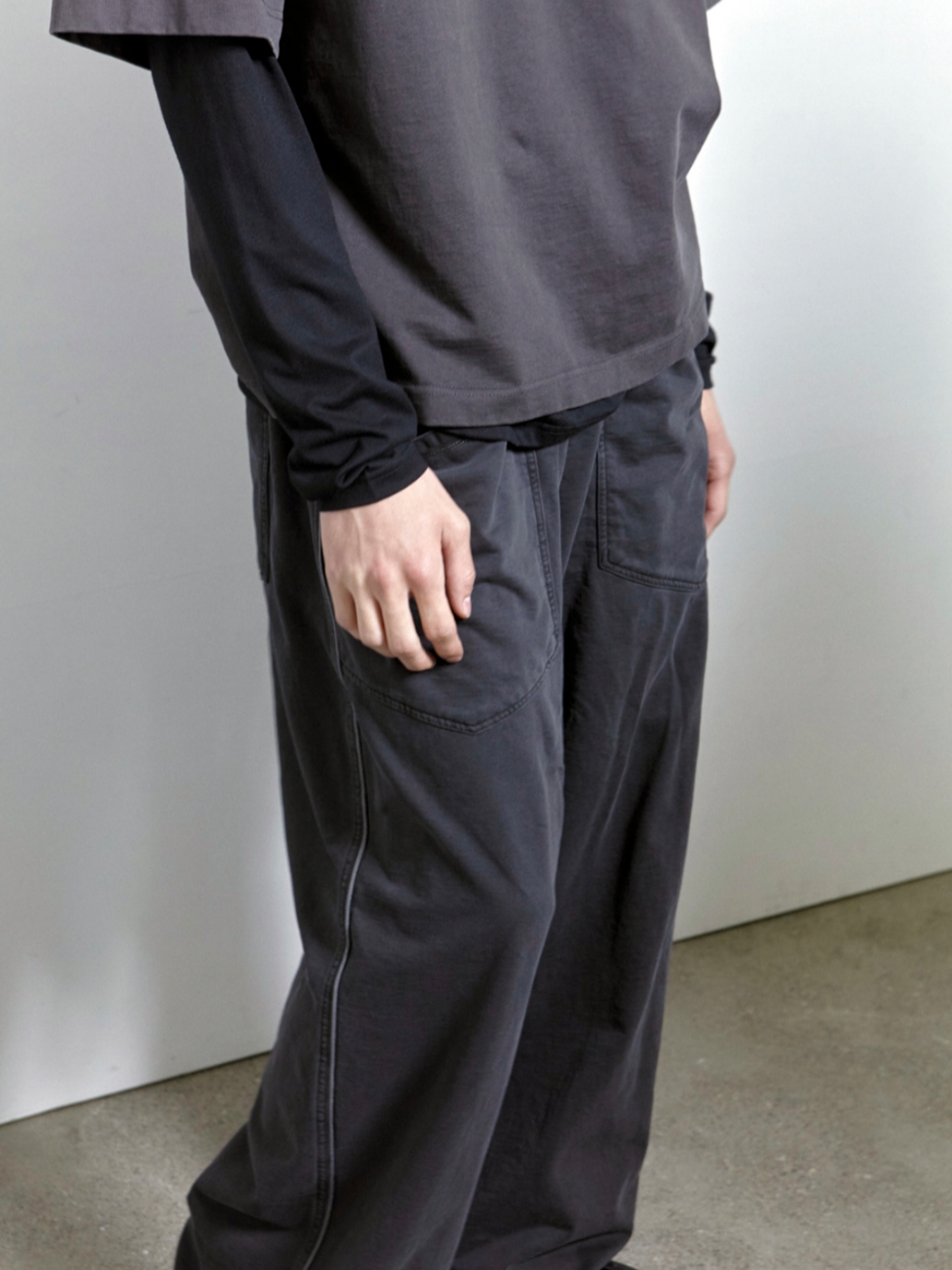 Polyteru Human Index Human Regular 1/2 T-Shirt Dyed Blue, Polyteru Human Index Index Sweatpants Charcoal 착용 스타일 - 4