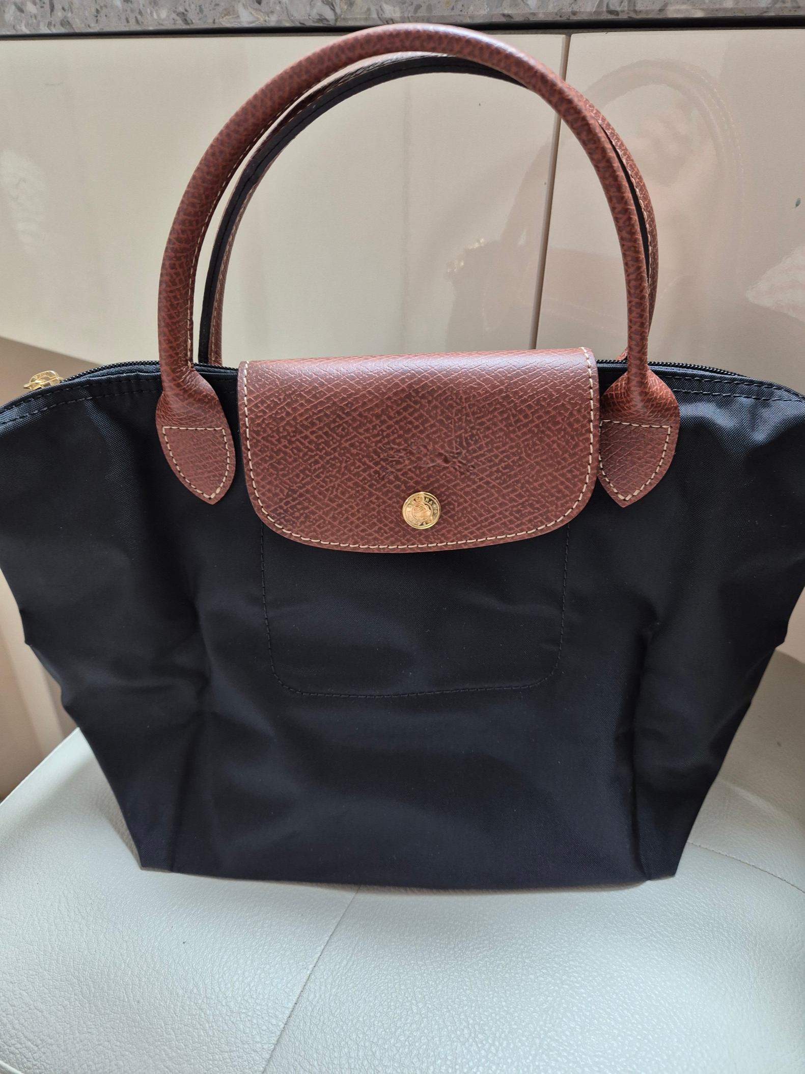 Longchamp Le Pliage Original Handbag S Black 착용 스타일