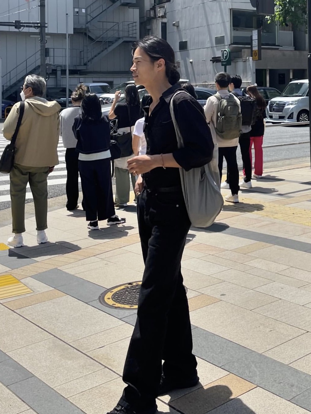 Marka Officer Shirt Black 착용 스타일 - 1
