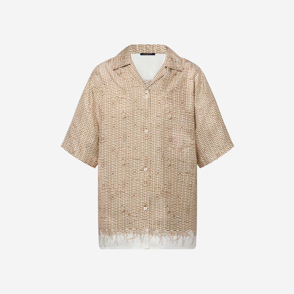 (W) Louis Vuitton Monogram Raffia Short Sleeved Shirt Sable Beige 상세 이미지 1