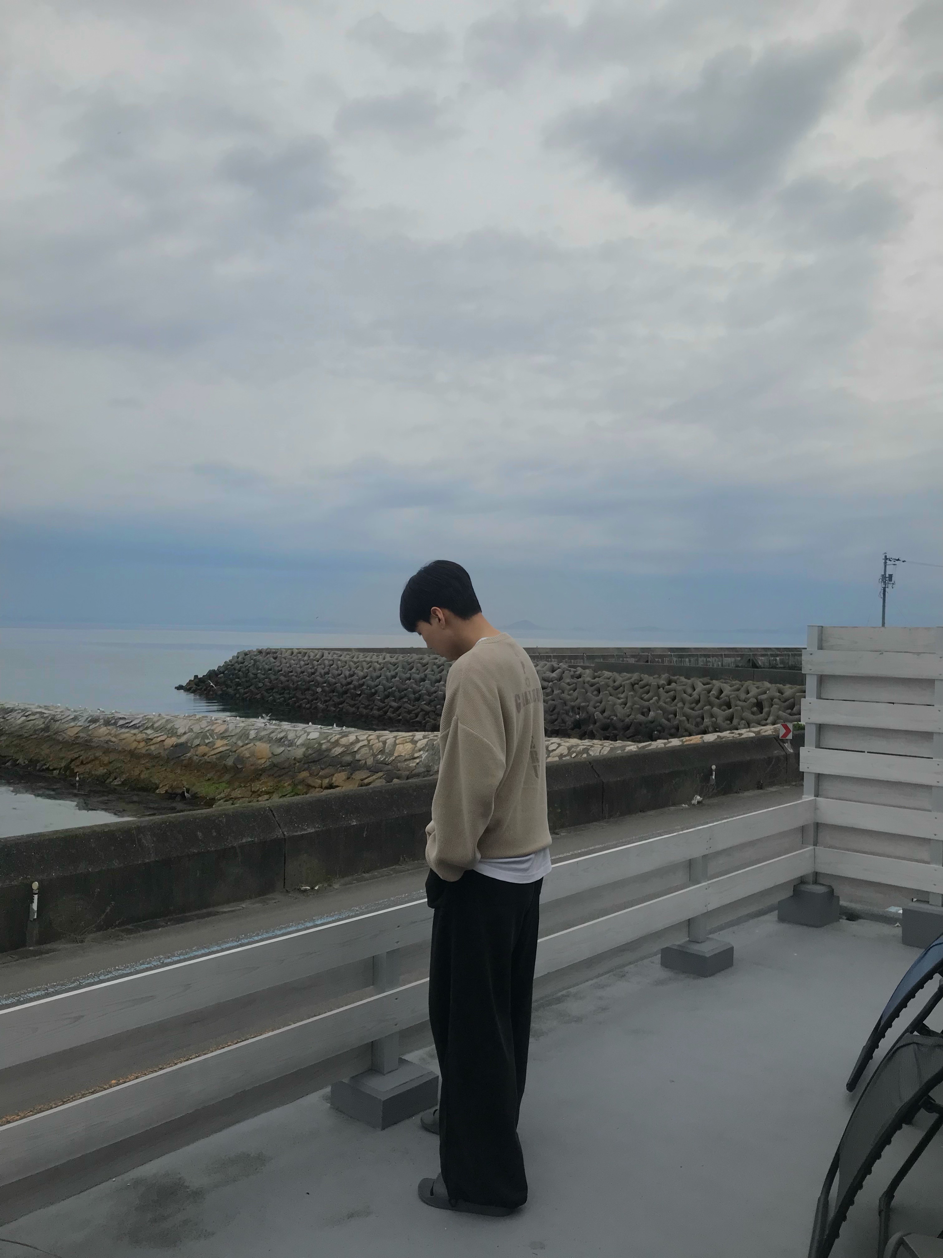 Polyteru 1011 Graphic Waffle Knit Cross Beige - 24SS, Polyteru 1011 Fatigue Sweatpants 1.2v Bleached Black 착용 스타일