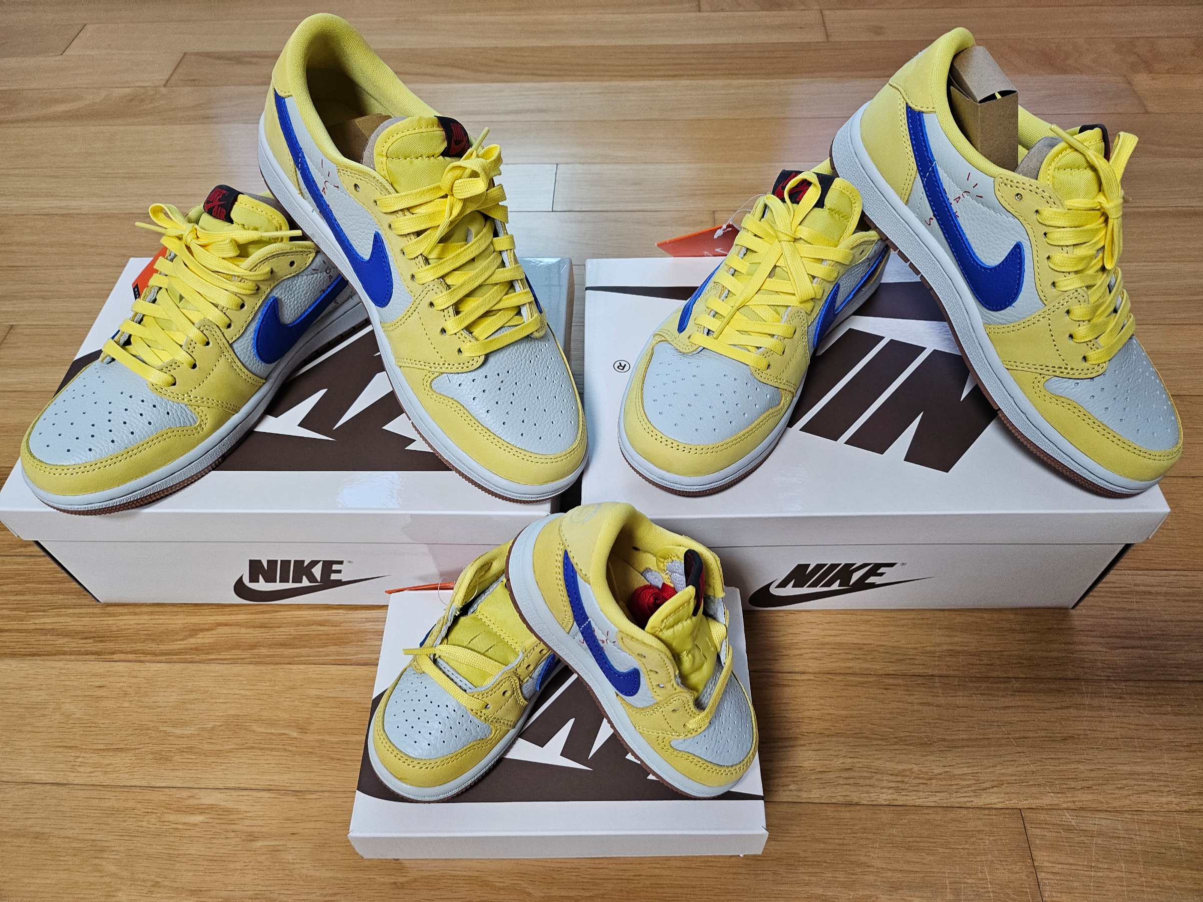 (W) Jordan 1 x Travis Scott Retro Low OG SP Canary 착용 스타일 - 3
