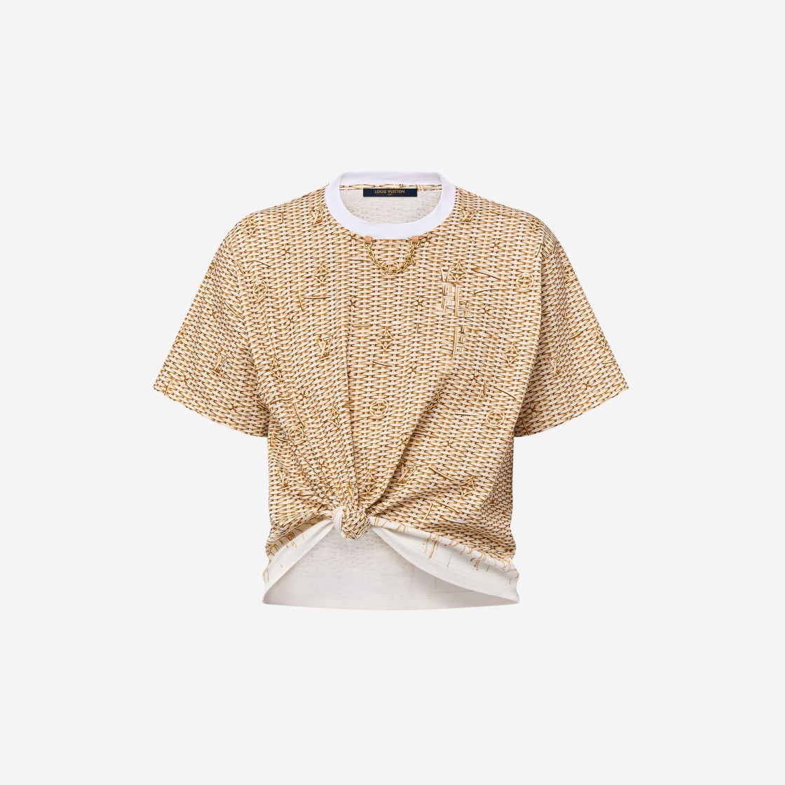 (W) Louis Vuitton Monogram Raffia Knot T-Shirt Sable Beige 상세 이미지 1