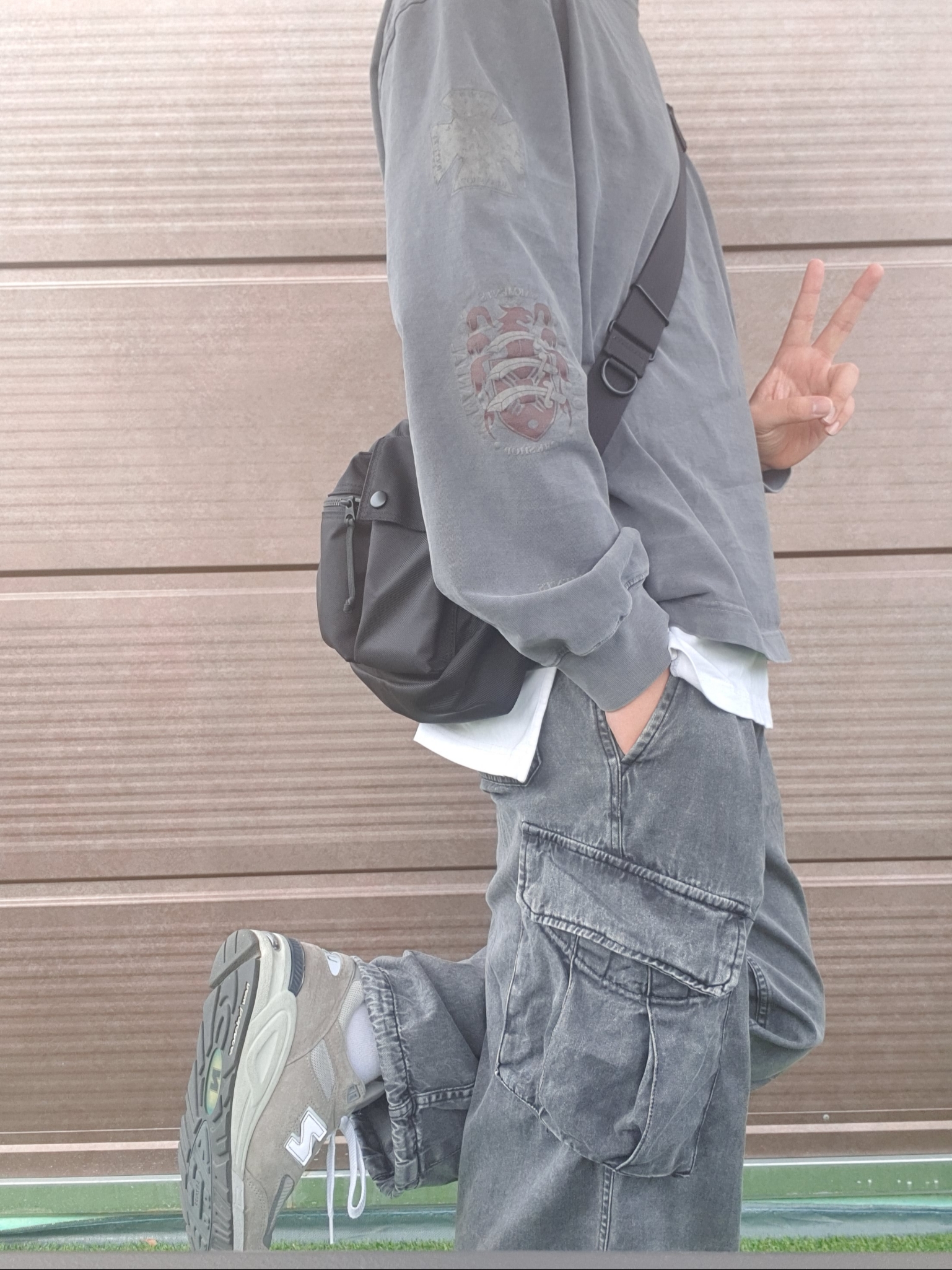 Polyteru Human Index Human Regular 1/2 T-Shirt Dyed Blue, Polyteru Human Index Index Sweatpants Charcoal 착용 스타일 - 2