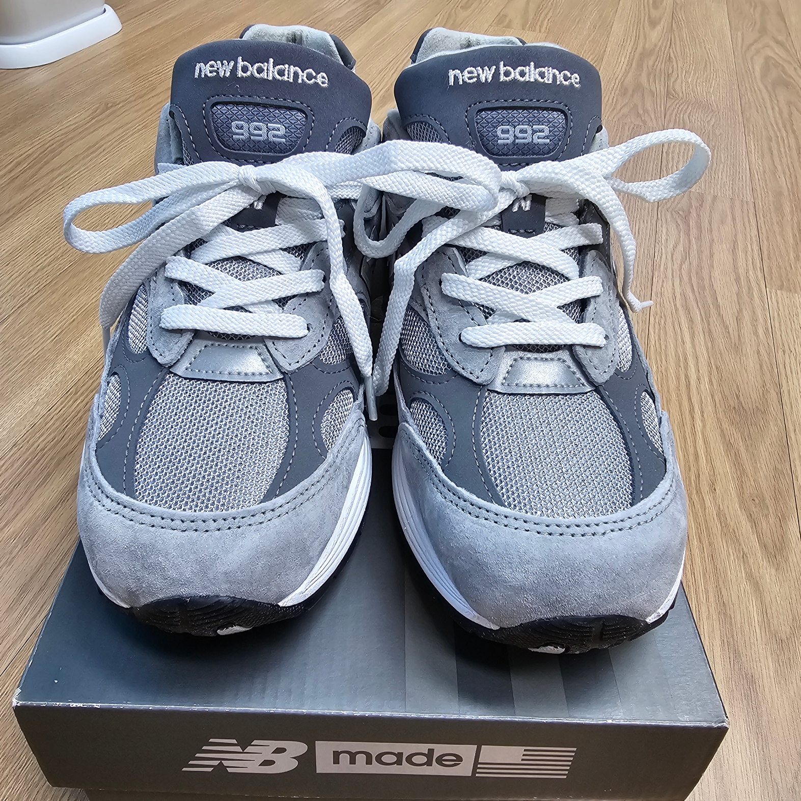 New Balance 992 Made in USA Grey - D Standard 착용 스타일 - 1