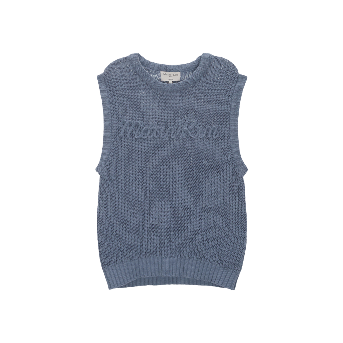 Matin Kim Big Logo Knit Vest Blue 상세 이미지 1