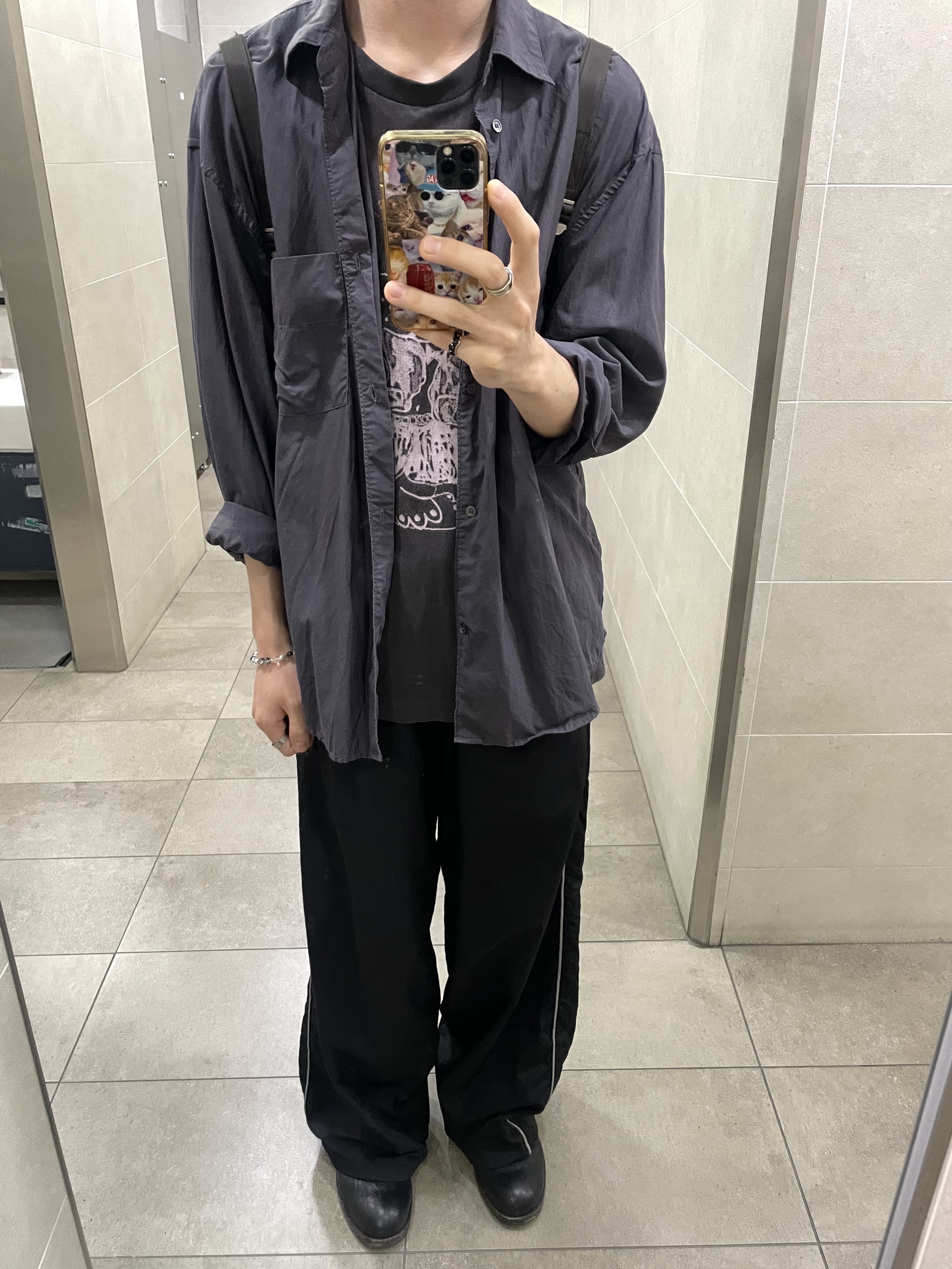 Polyteru Human Index Index Track Pants Black/White 착용 스타일 - 1