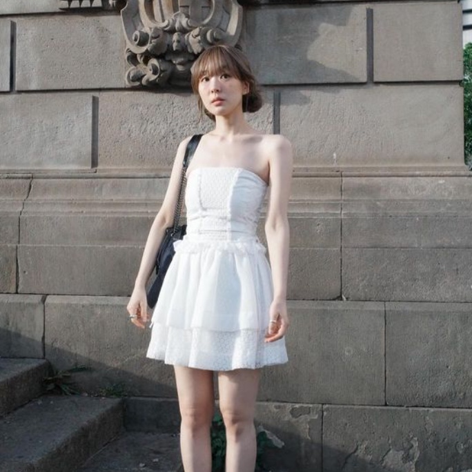 [KREAM 단독 / 예약 배송] FLETTA 89 Lace Top Dress Mini 착용 스타일