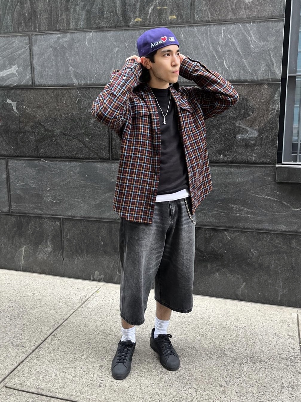 Basketcase Breacher Denim Shorts Washed Black 착용 스타일 - 1