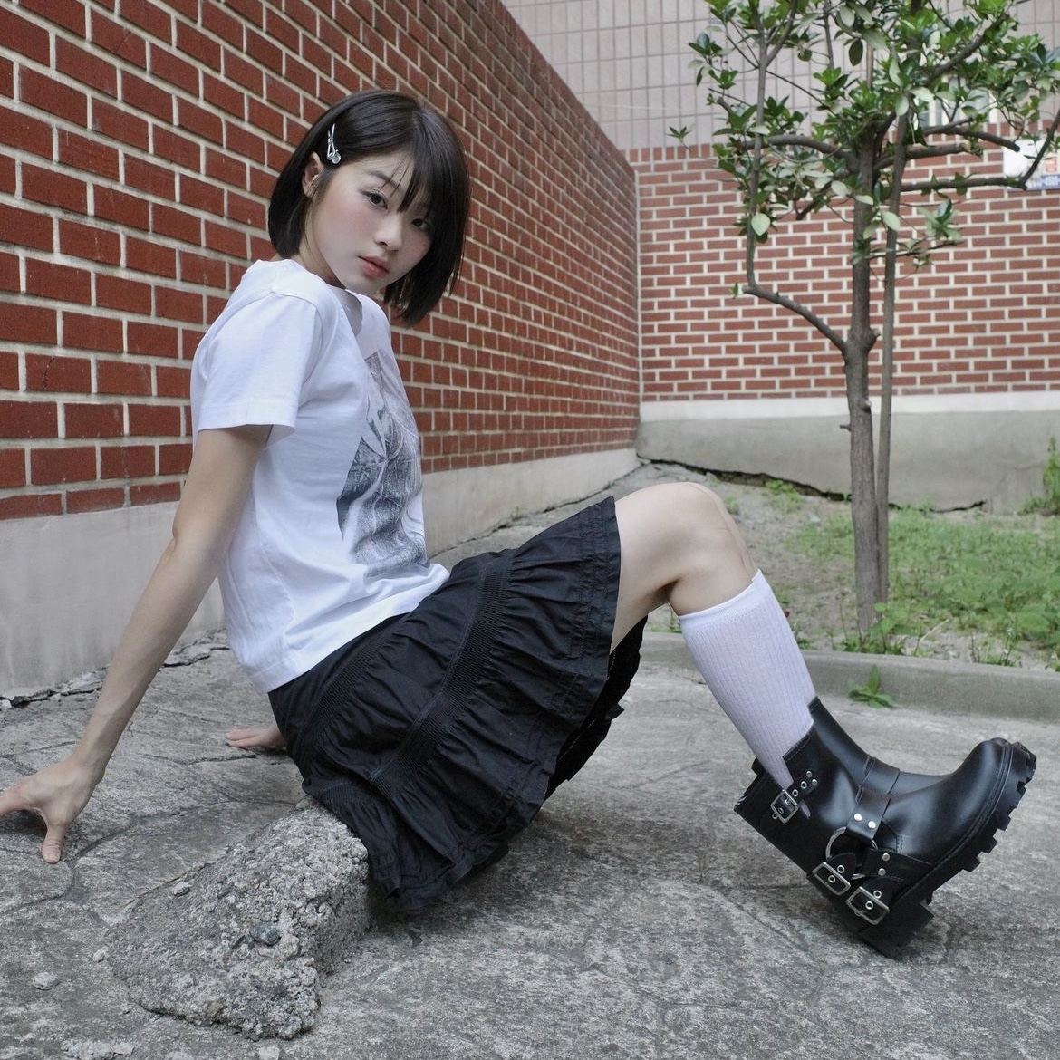 Mardi Mercredi Les Pompes Women Wild Rain Boots Long Black 착용 스타일