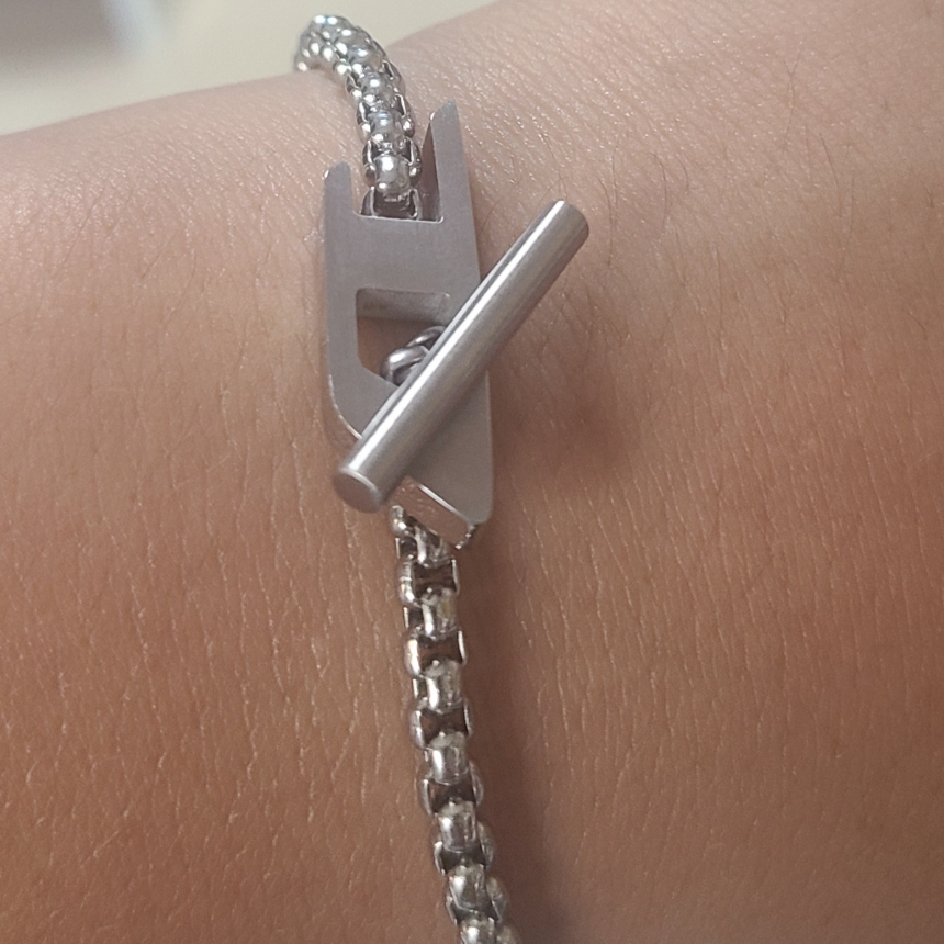 Diesel Dx1476 Stainless Steel Chain Bracelet Silver 착용 스타일