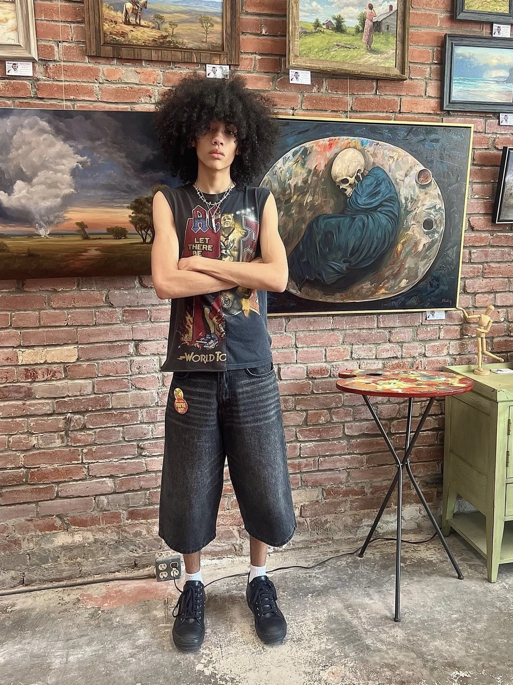 Basketcase Breacher Denim Shorts Washed Black 착용 스타일 - 1