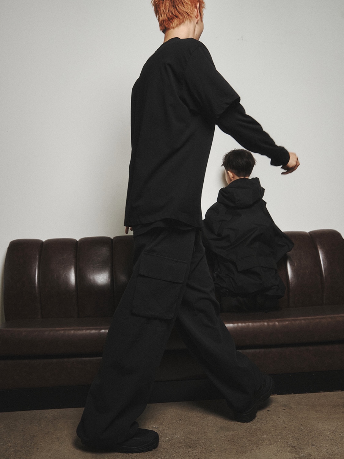 Polyteru 1011 Nylon Track Pants Triple Black, Polyteru Human Index Index Cargo Pants Black 착용 스타일 - 2