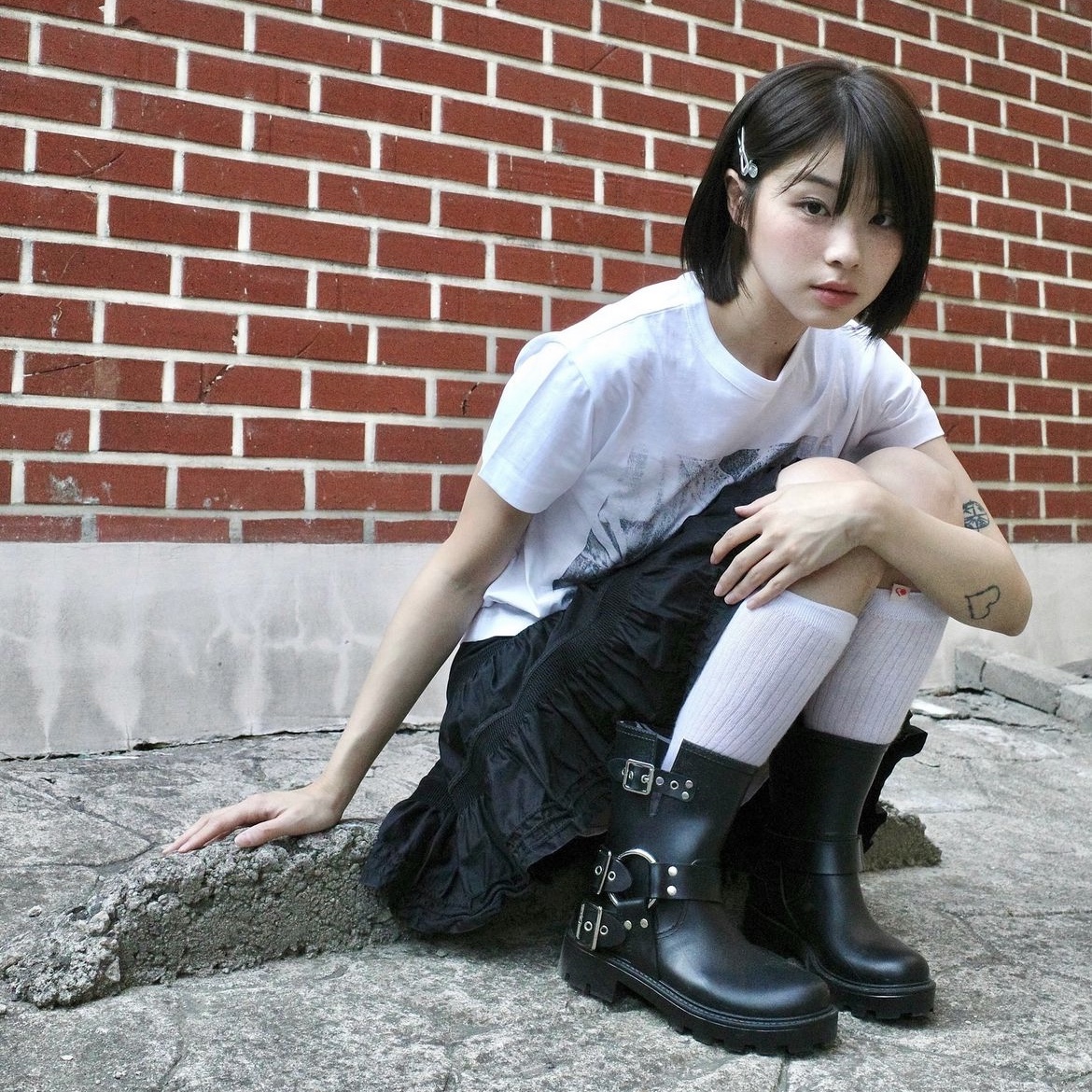 Mardi Mercredi Les Pompes Women Wild Rain Boots Long Black 착용 스타일