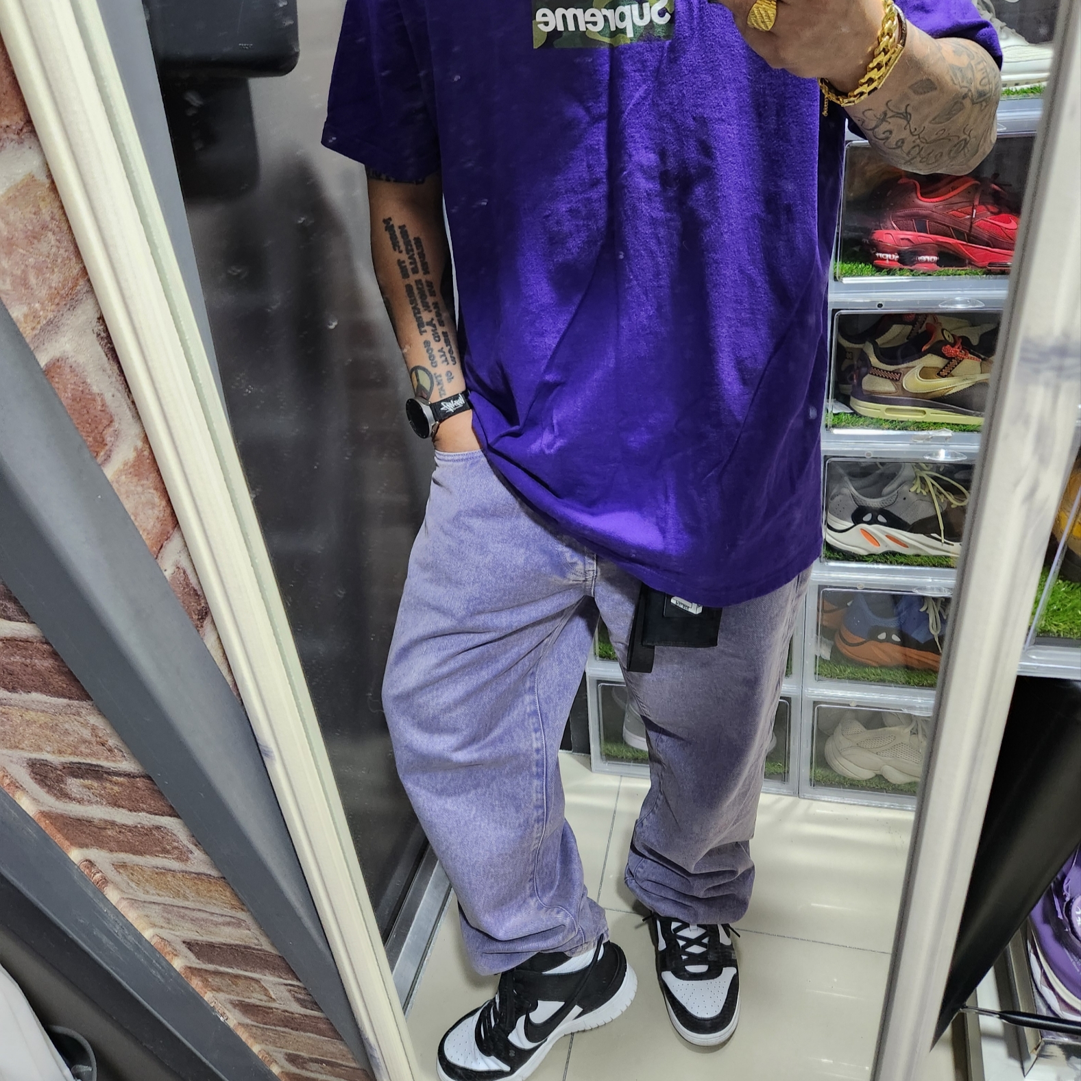 Nike x Ambush Dunk High Black, Supreme Regular Jean Lavender - 24SS 착용 스타일 - 2