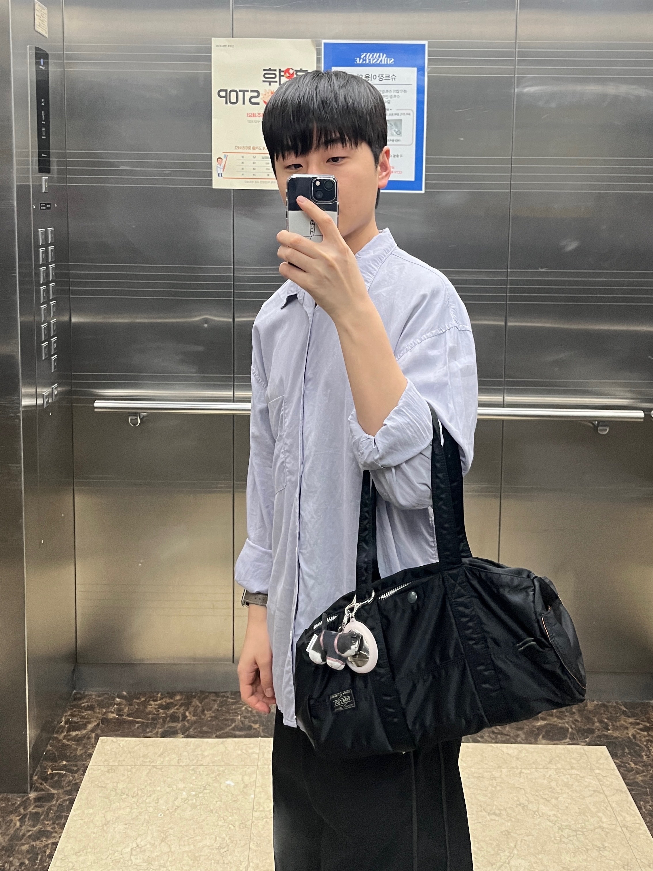 Polyteru 1011 Nylon Track Pants Triple Black, Polyteru Human Index Index Cargo Pants Black 착용 스타일 - 1