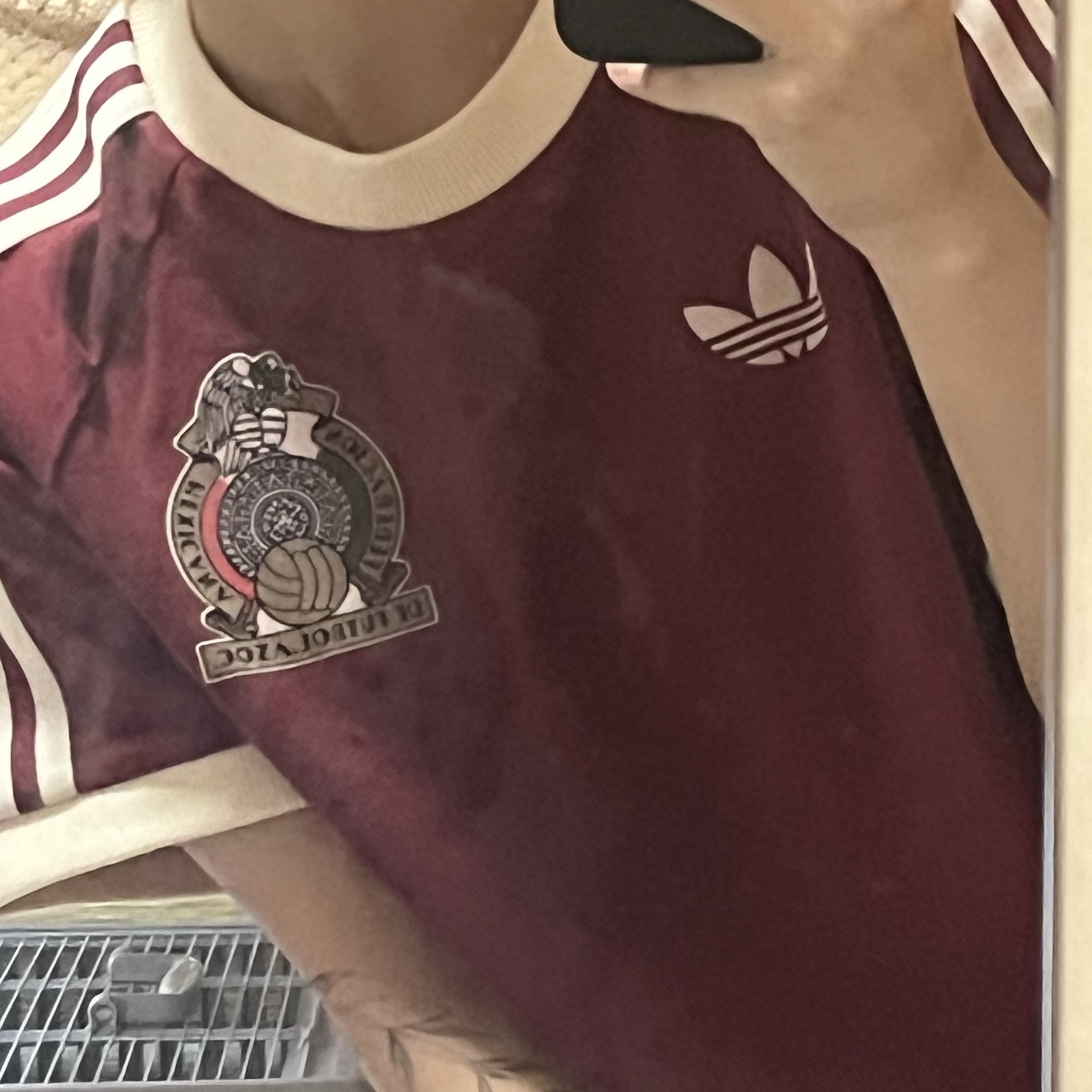 Adidas Mexico Adicolor 3S T-Shirt Noble Maroon - KR Sizing 착용 스타일