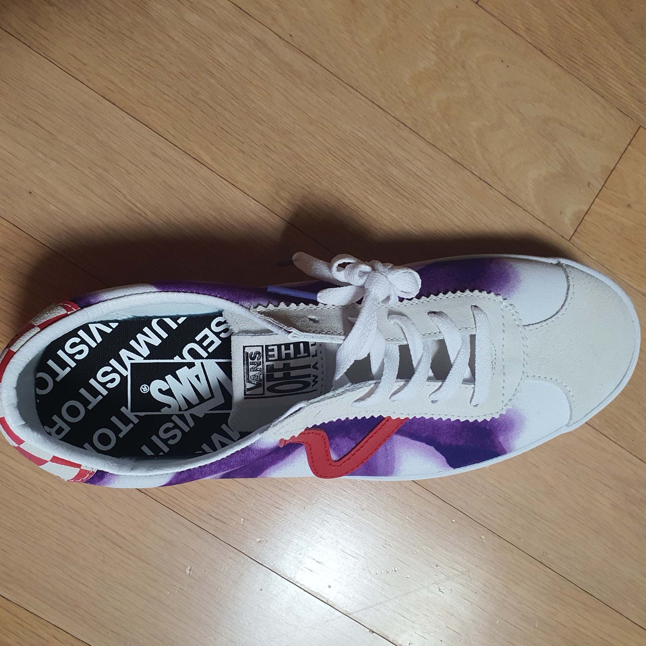 Vans x The Museum Visitor Floral Checker Bag Heart Check, Vans x The Museum Visitor Sport Low White Purple 착용 스타일 - 4