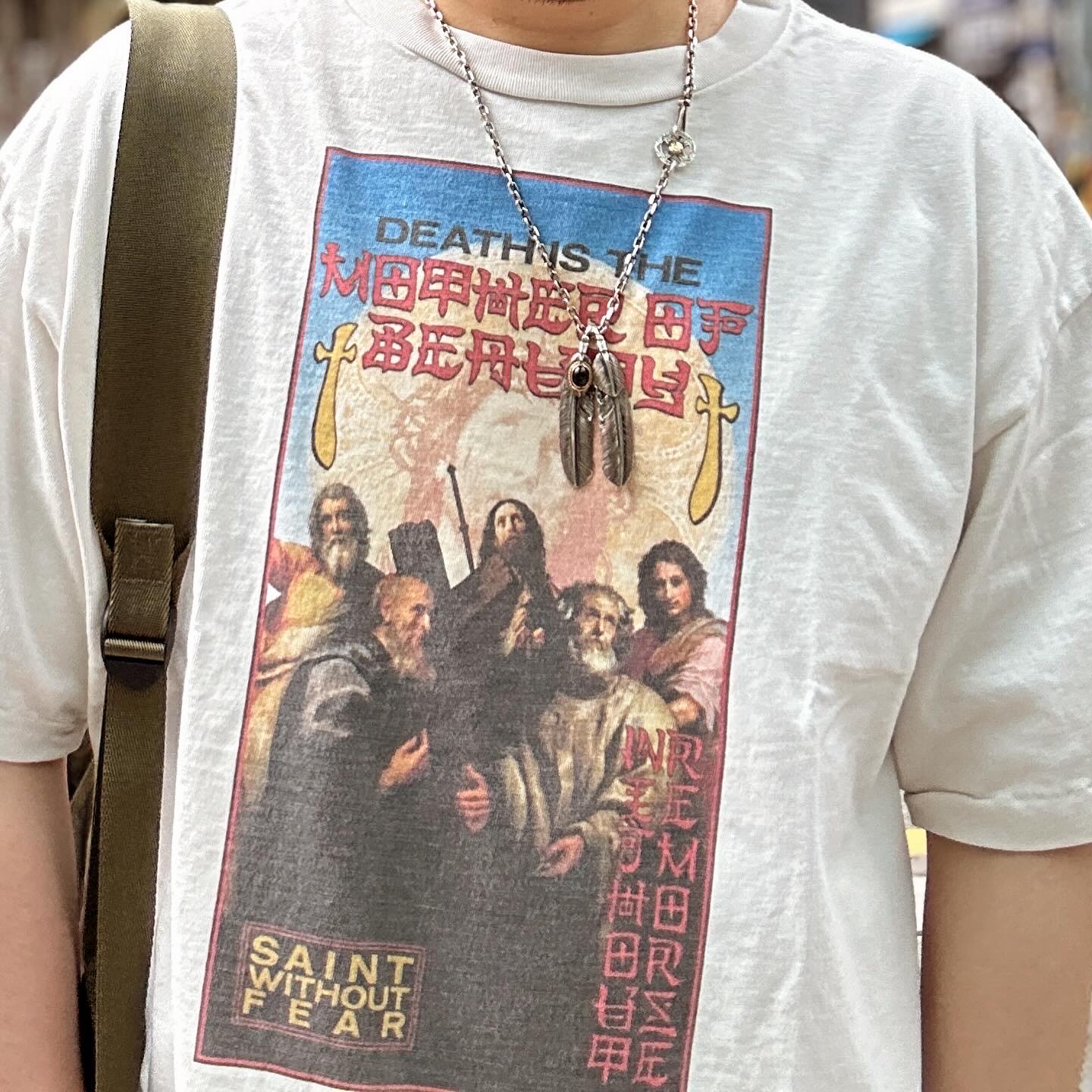 Saint Mxxxxxx x RK Withoutfear T-Shirt White - 23AW, Saint Mxxxxxx × Denim Tears Check Flannel Shirt Green Red - 23AW 착용 스타일 - 3
