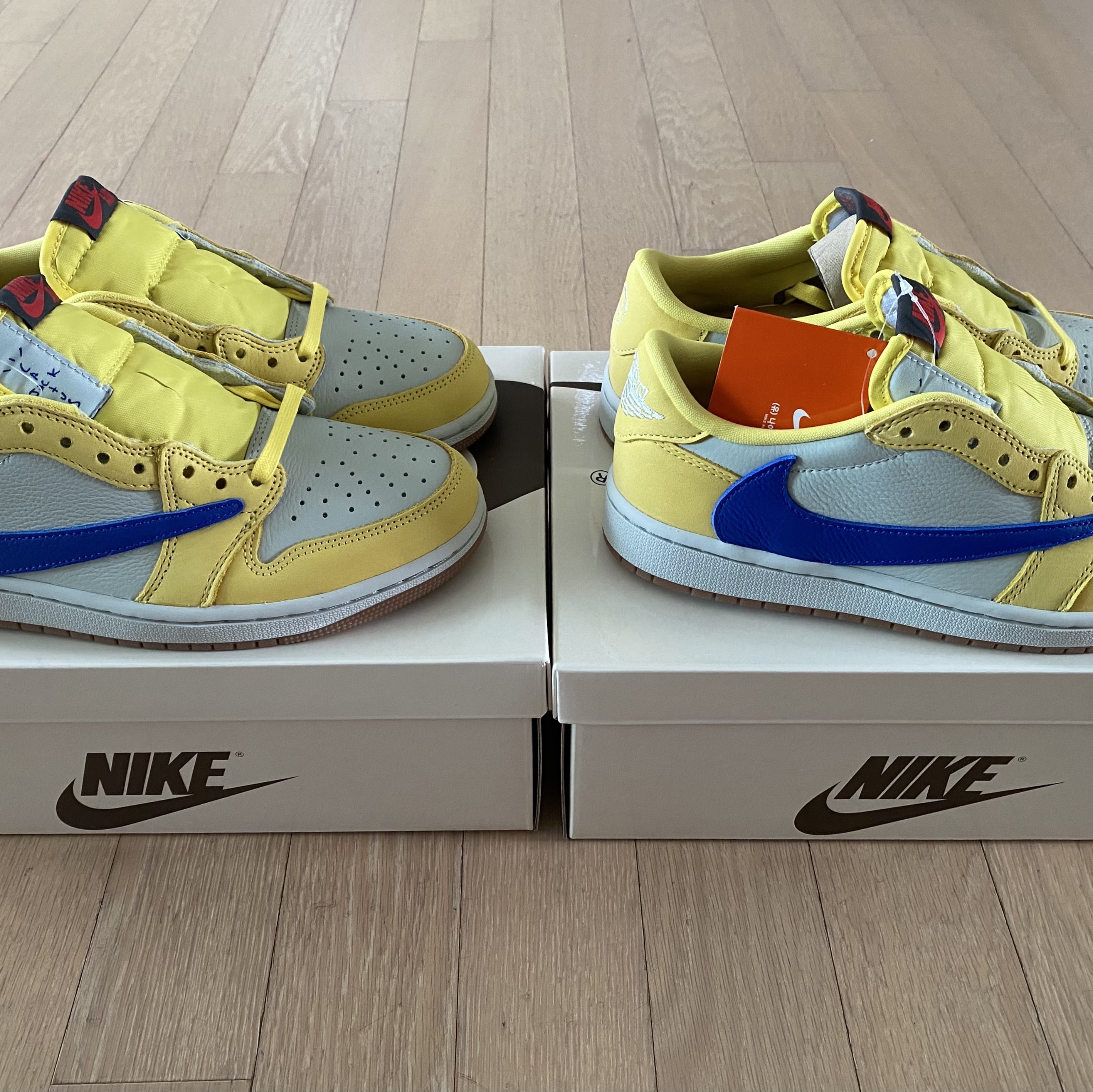 (W) Jordan 1 x Travis Scott Retro Low OG SP Canary 착용 스타일 - 4