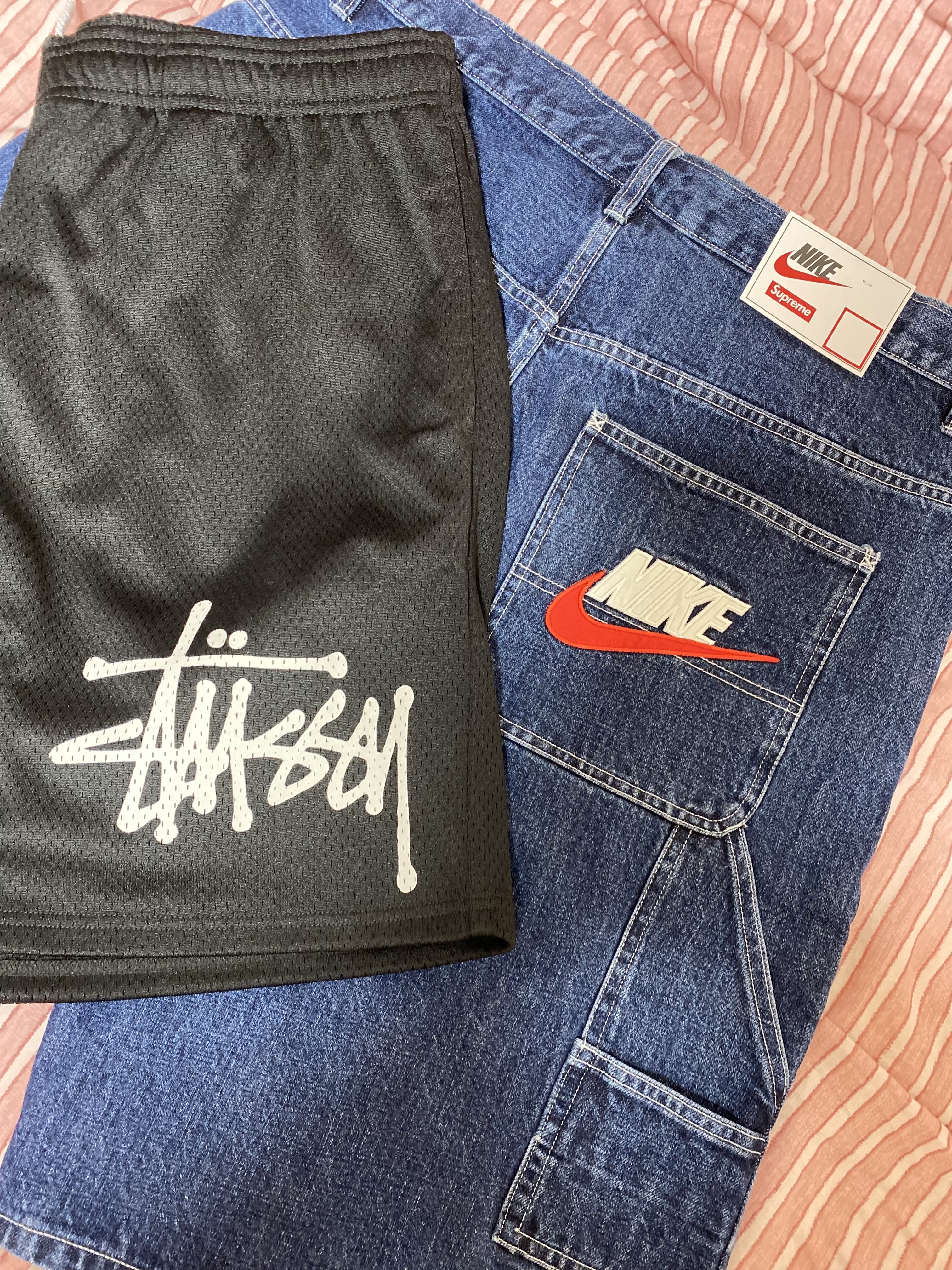Stussy Big Basic Mesh Shorts Black White, Supreme x Nike Denim Short Indigo - 24SS 착용 스타일