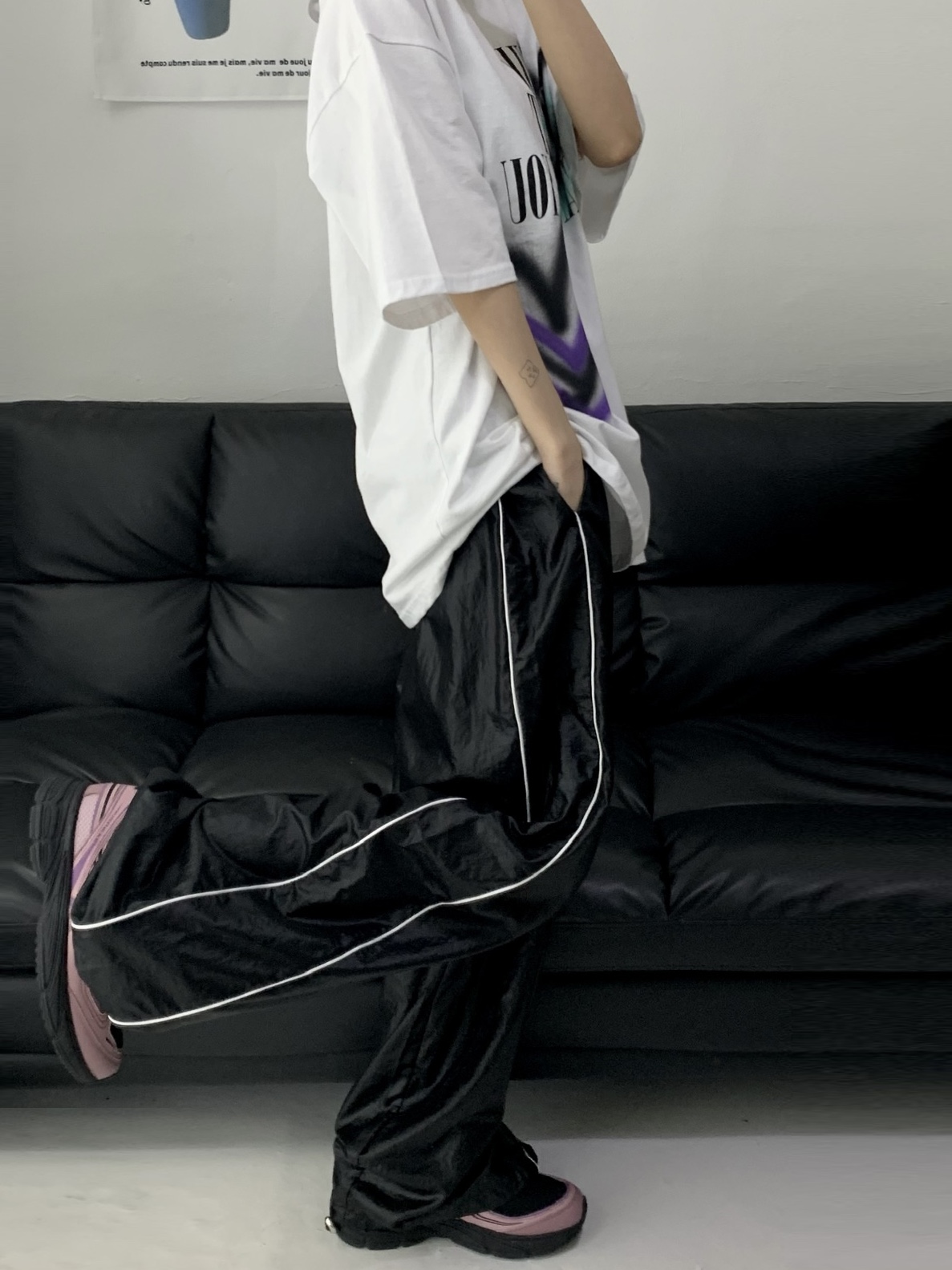 Fila Interun Pink Black 착용 스타일 - 3