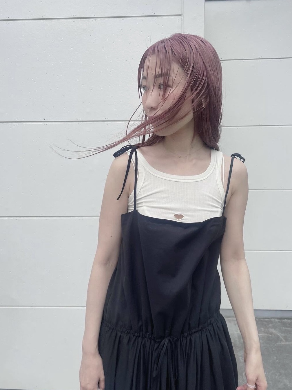 Baserange Women Heart Tank Undyed 착용 스타일 - 1
