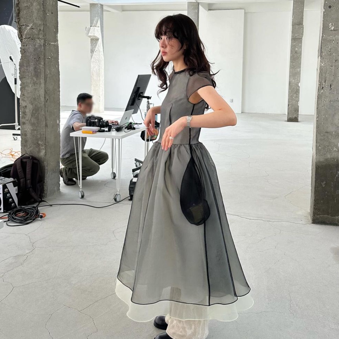 [KREAM 단독 / 예약 배송] FLETTA 92 Organza Dress Black, [KREAM 단독 / 예약 배송] FLETTA 92 Organza Dress Lavender 착용 스타일