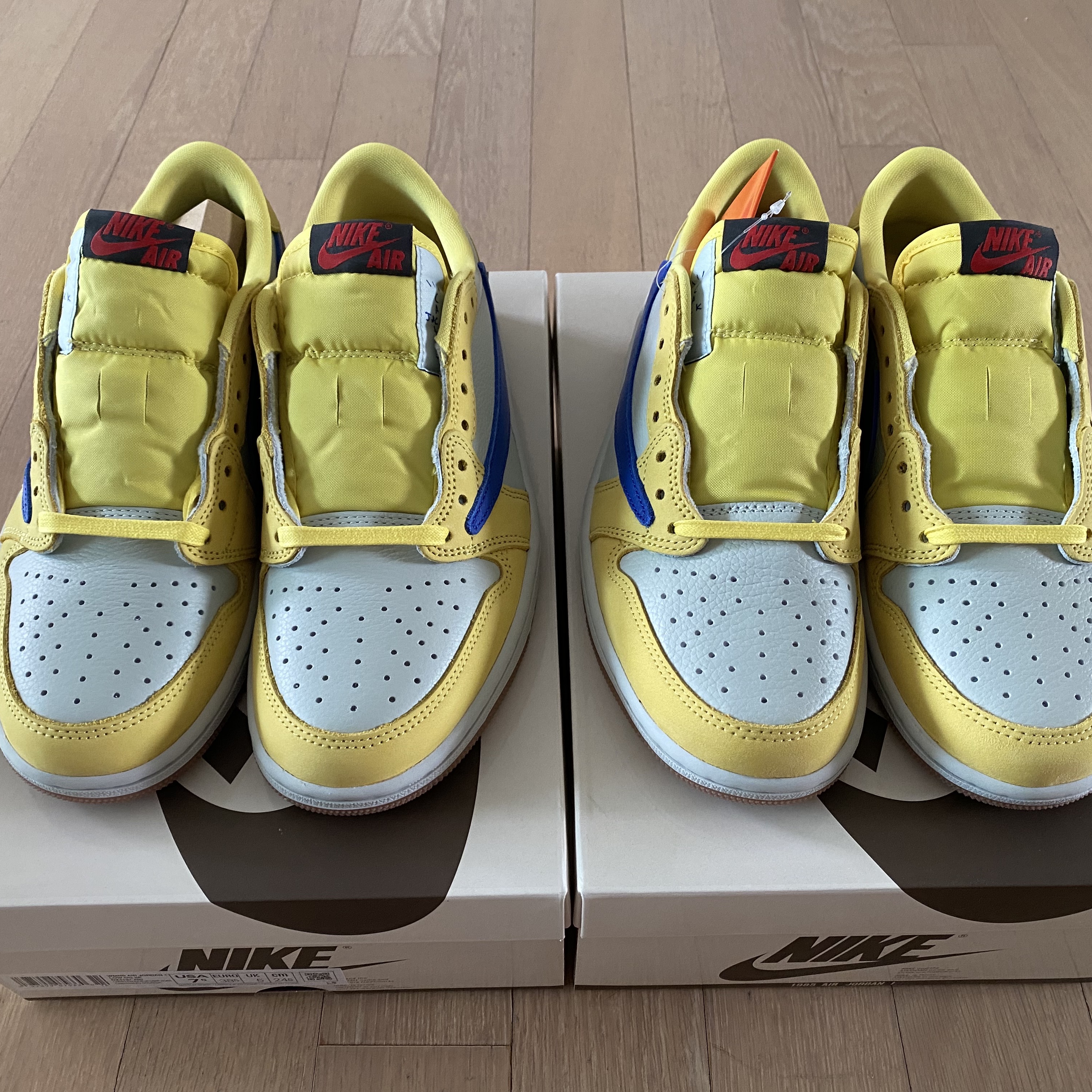 (W) Jordan 1 x Travis Scott Retro Low OG SP Canary 착용 스타일 - 3