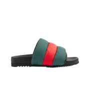 (W) Gucci Padded Web Slide Green Red