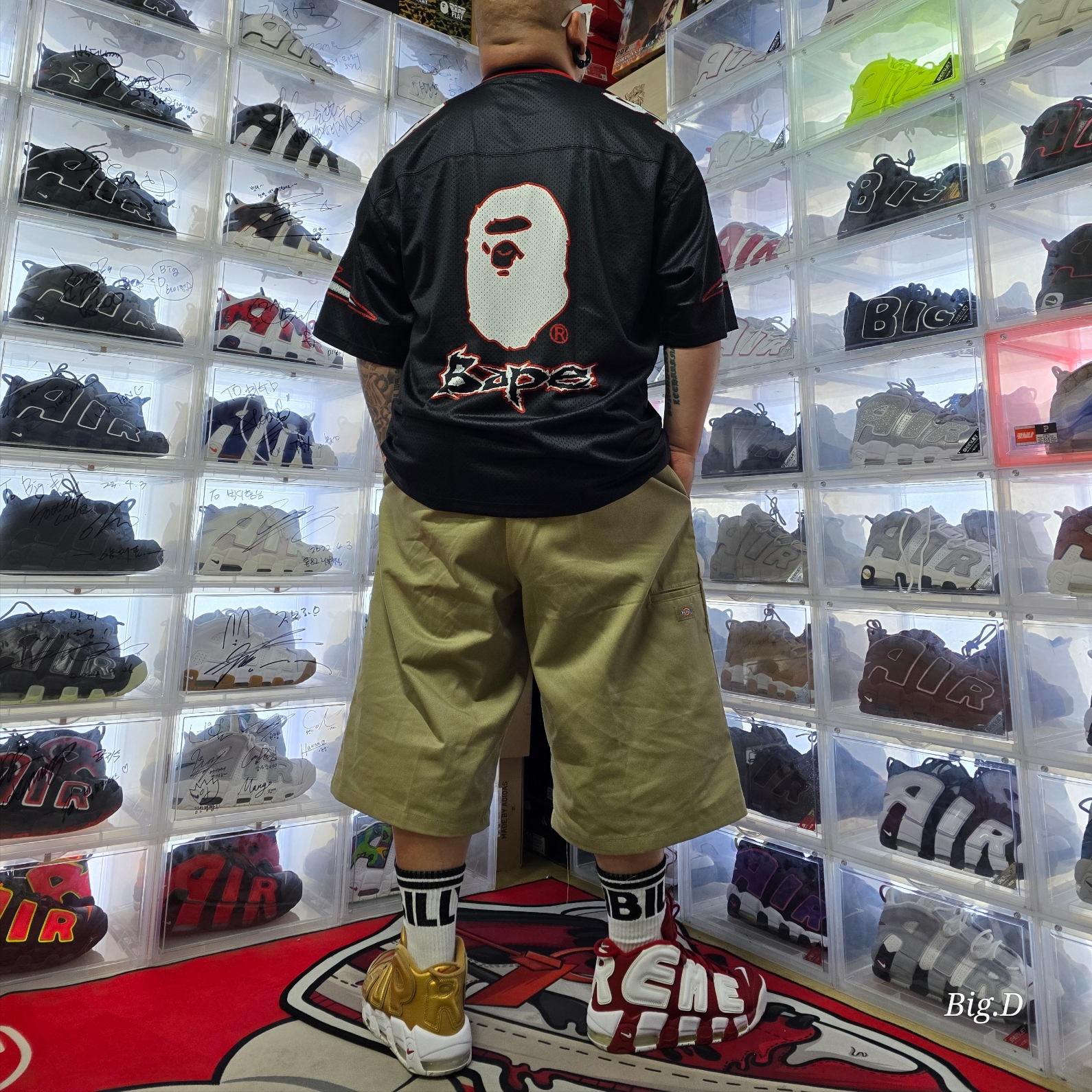 Nike x Supreme Air More Uptempo Suptempo Red, Nike x Supreme Air More Uptempo Suptempo Gold 착용 스타일 - 2