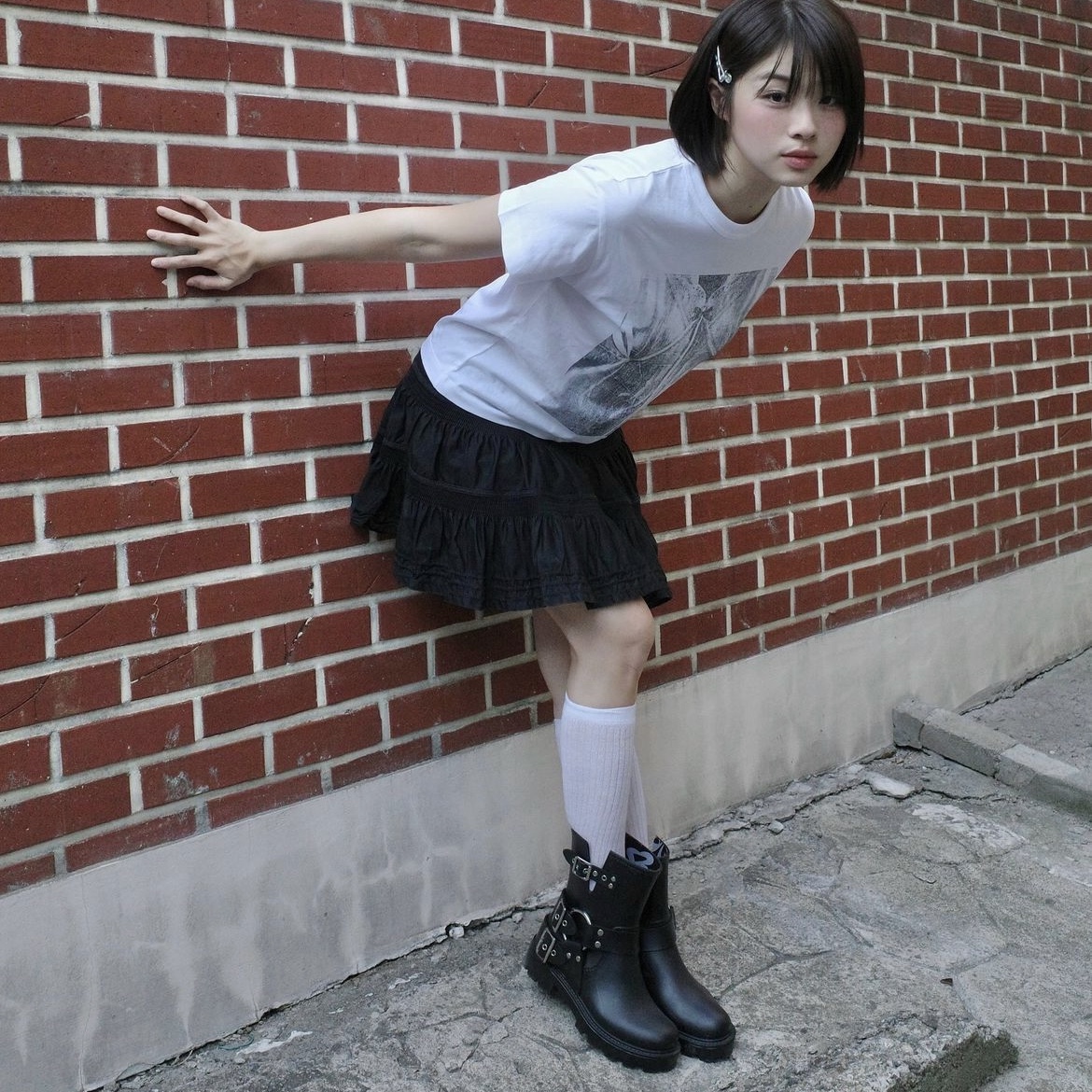 Mardi Mercredi Les Pompes Women Wild Rain Boots Long Black 착용 스타일