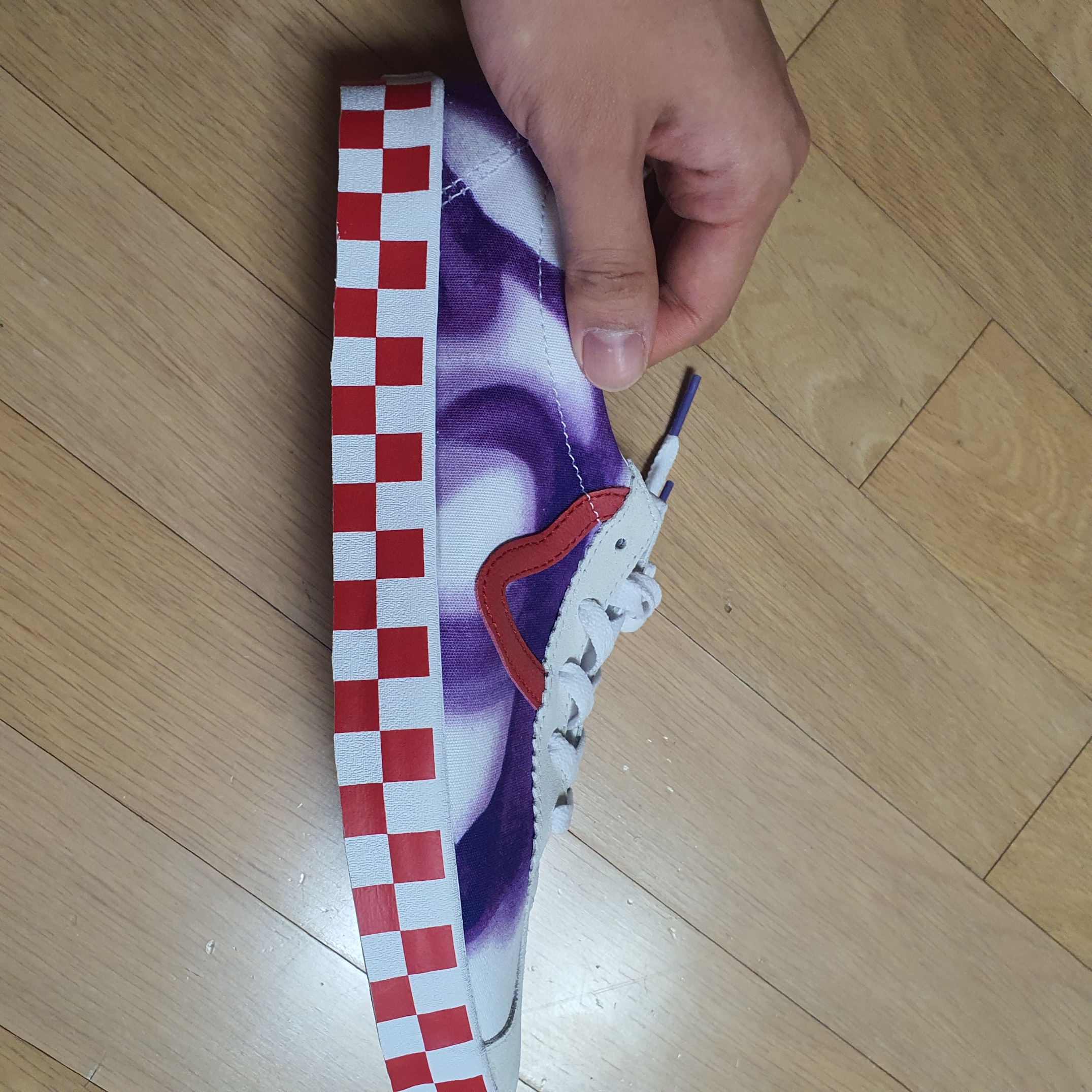 Vans x The Museum Visitor Floral Checker Bag Heart Check, Vans x The Museum Visitor Sport Low White Purple 착용 스타일 - 3